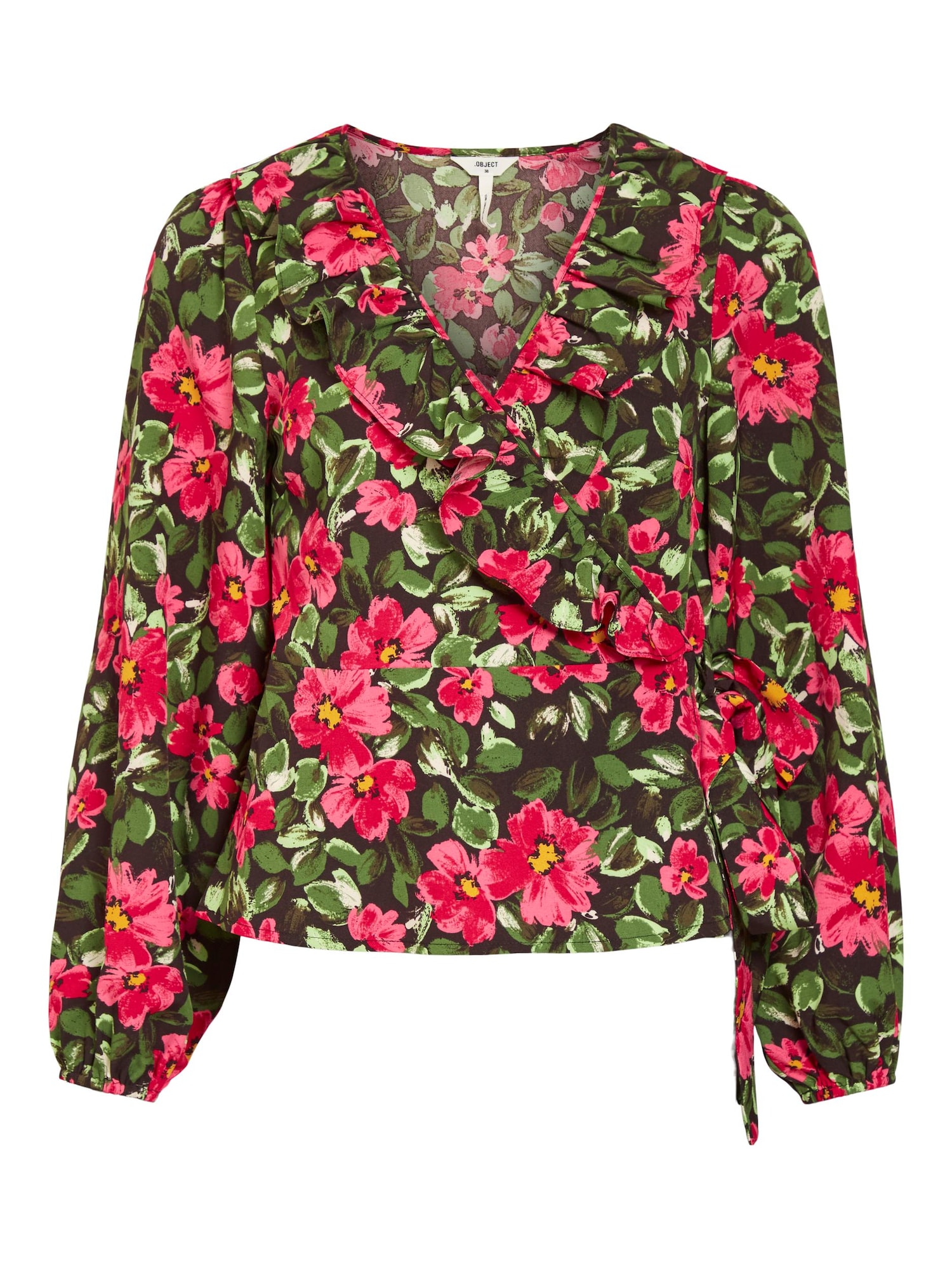 OBJECT Bluza 'Suma'  temno zelena / roza / črna