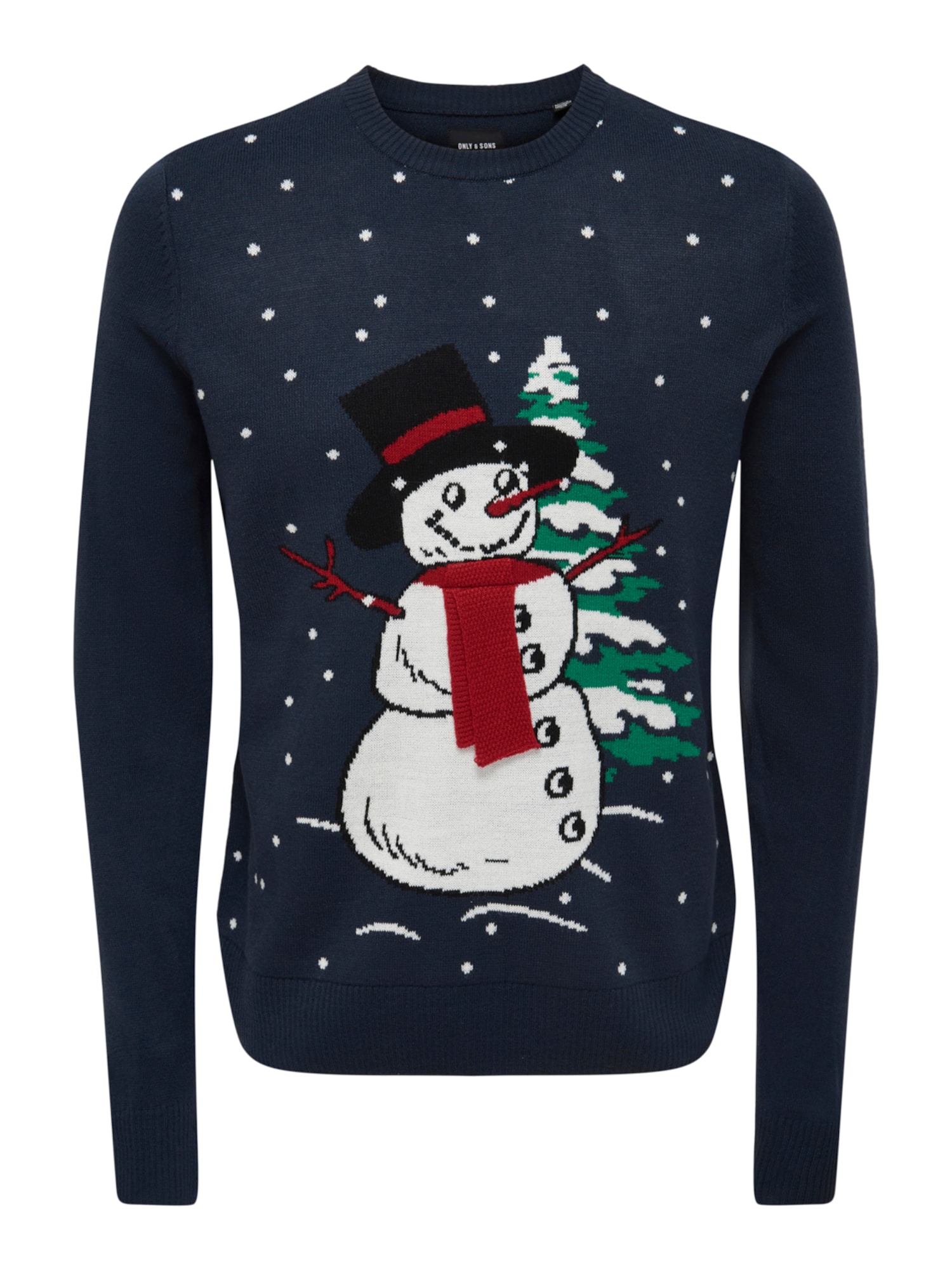 Only & Sons Pulover 'Let it snow'  nočno modra / zelena / rdeča / črna / bela
