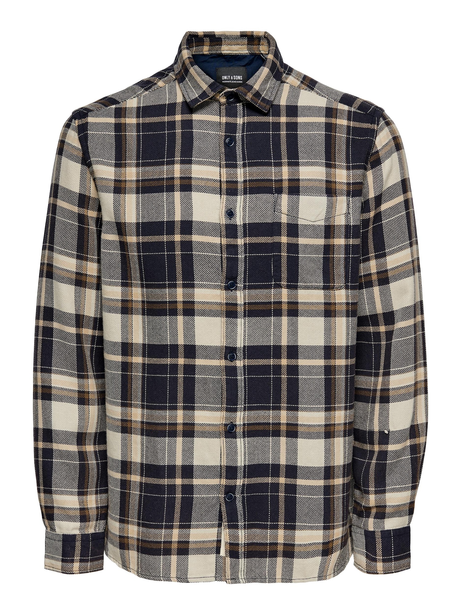 Only & Sons Srajca 'Joshua'  kit / nočno modra / rjava / greige