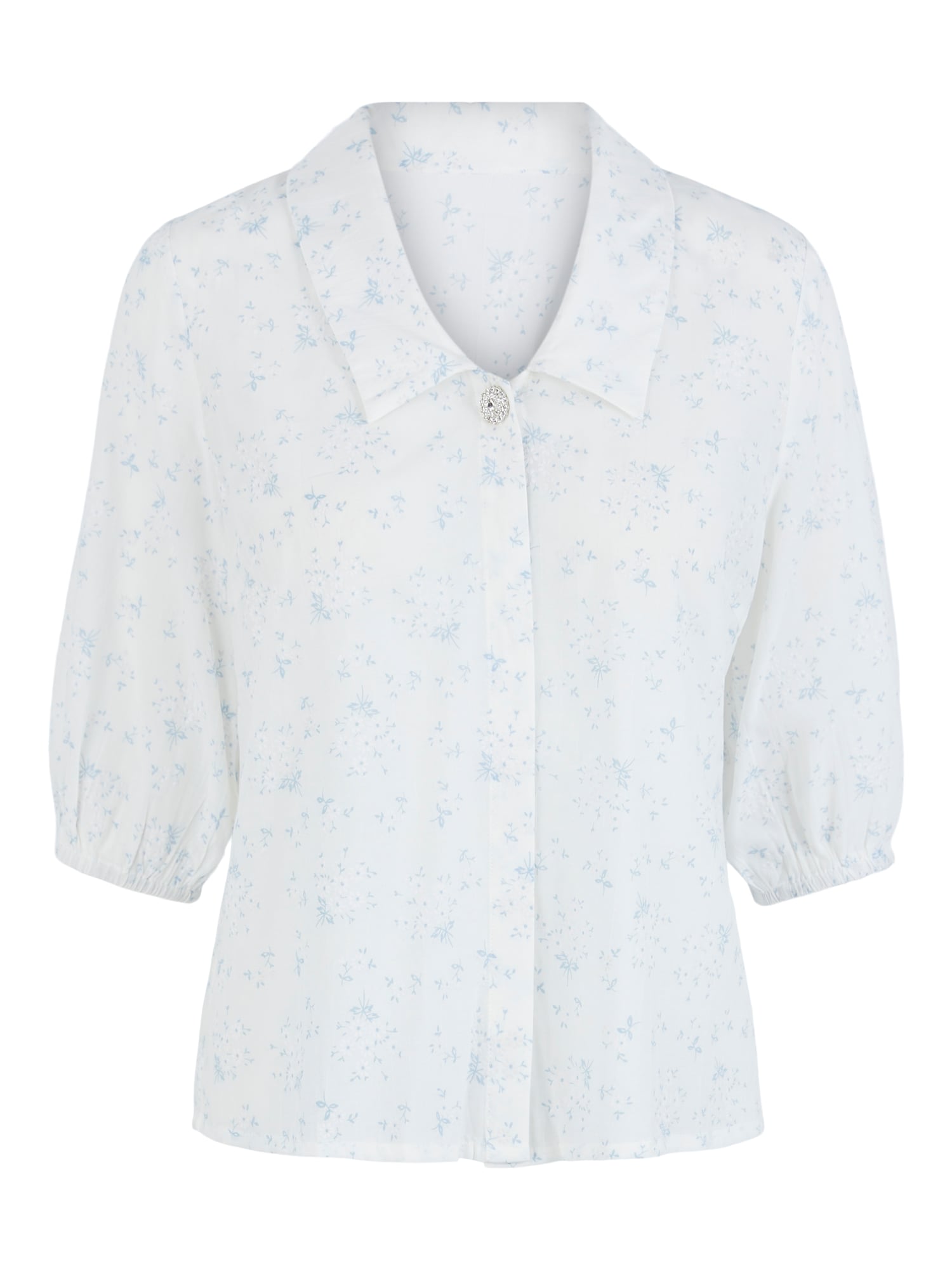 PIECES Bluza  svetlo modra / bela