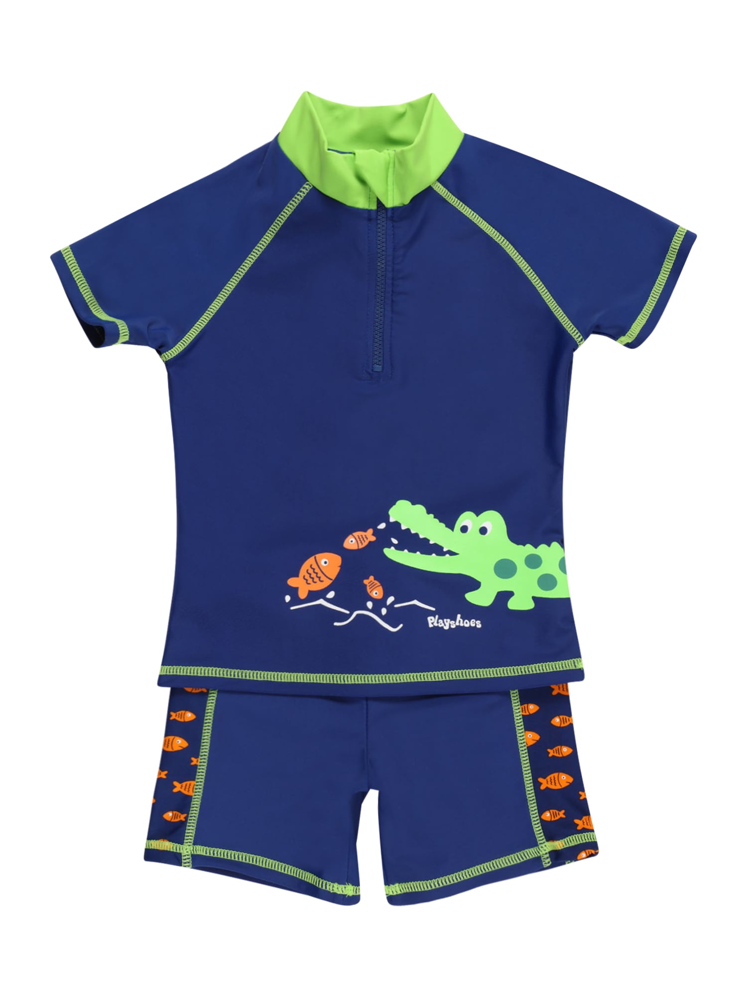 PLAYSHOES UV-zaščita 'Krokodil'  modra / neonsko zelena / oranžna / bela