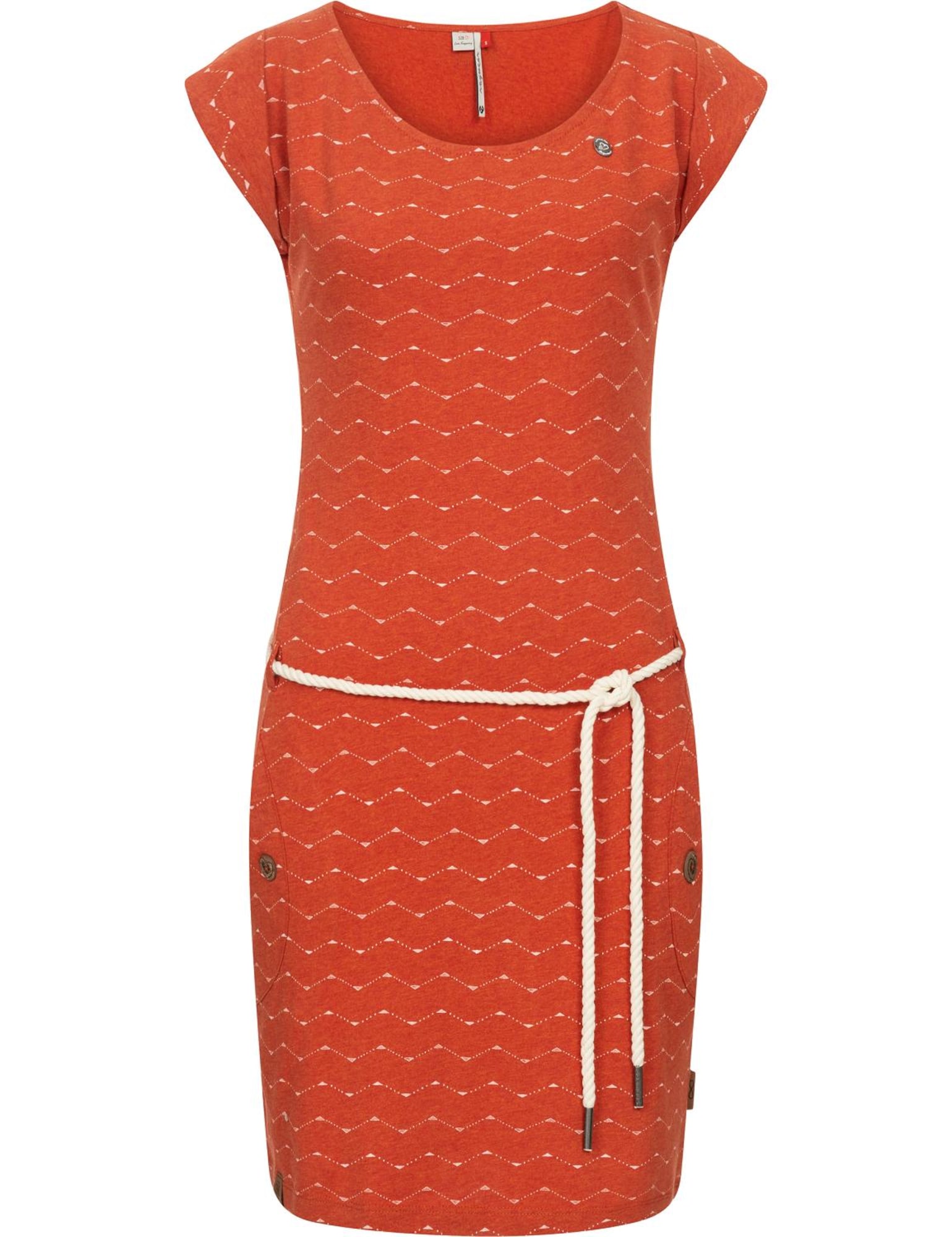 Ragwear Poletna obleka 'Tag Zig Zag'  rjasto rdeča / bela
