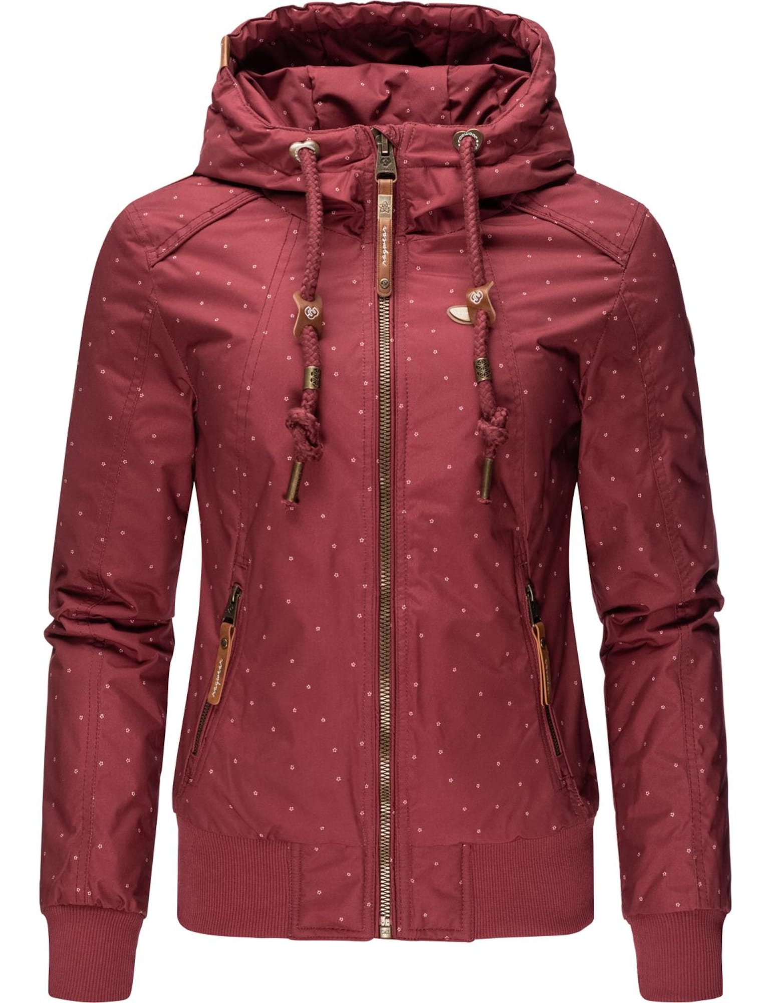 Ragwear Zimska jakna 'Druna Print Winter'  vinsko rdeča