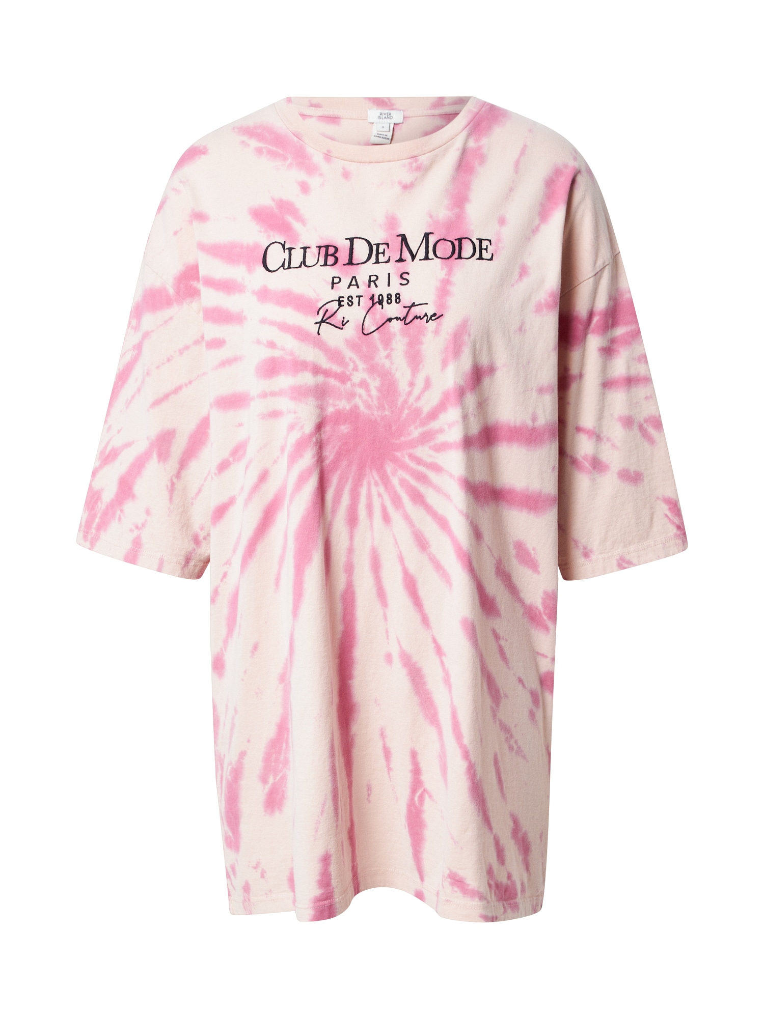 River Island Široka majica 'CLUB DE MODE'  roza / roza / črna