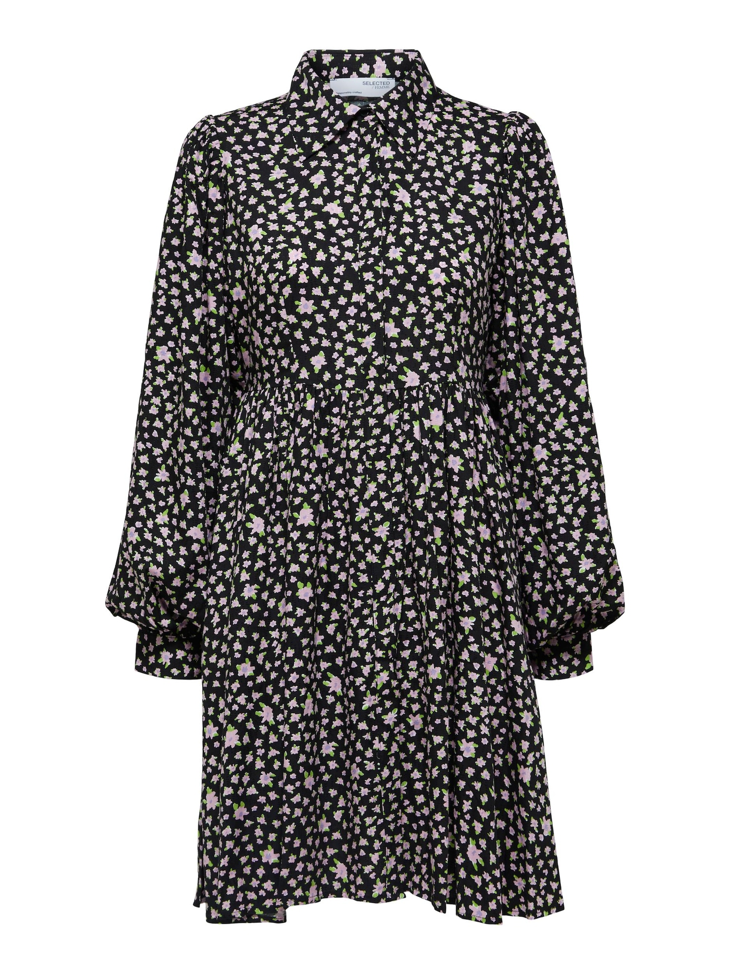 SELECTED FEMME Obleka 'Judita'  svetlo zelena / lila / črna
