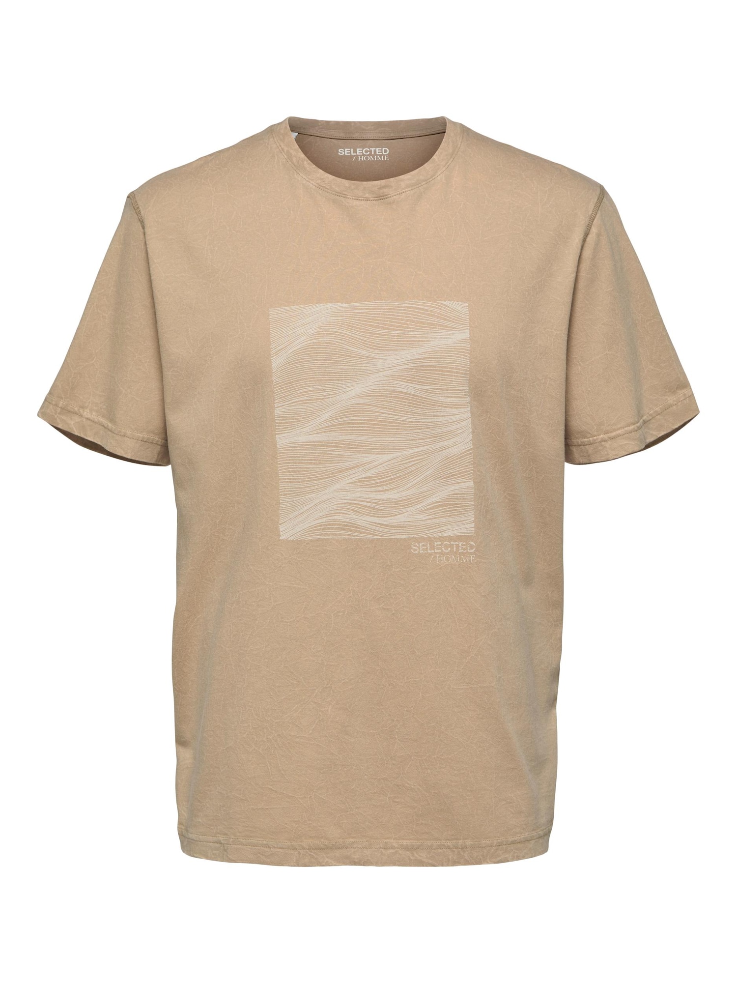 SELECTED HOMME Majica 'Bob'  svetlo rjava / bela