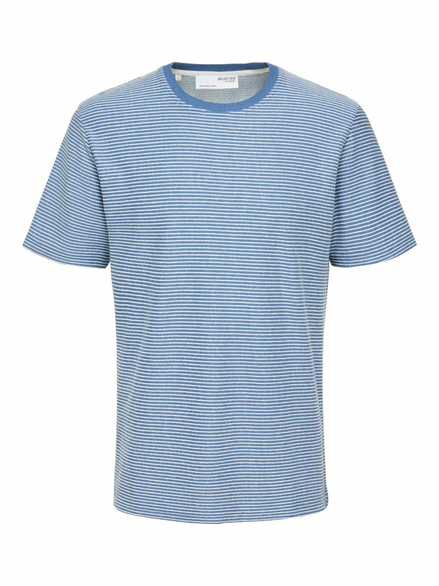 SELECTED HOMME Majica 'Tristan'  nebeško modra / bela