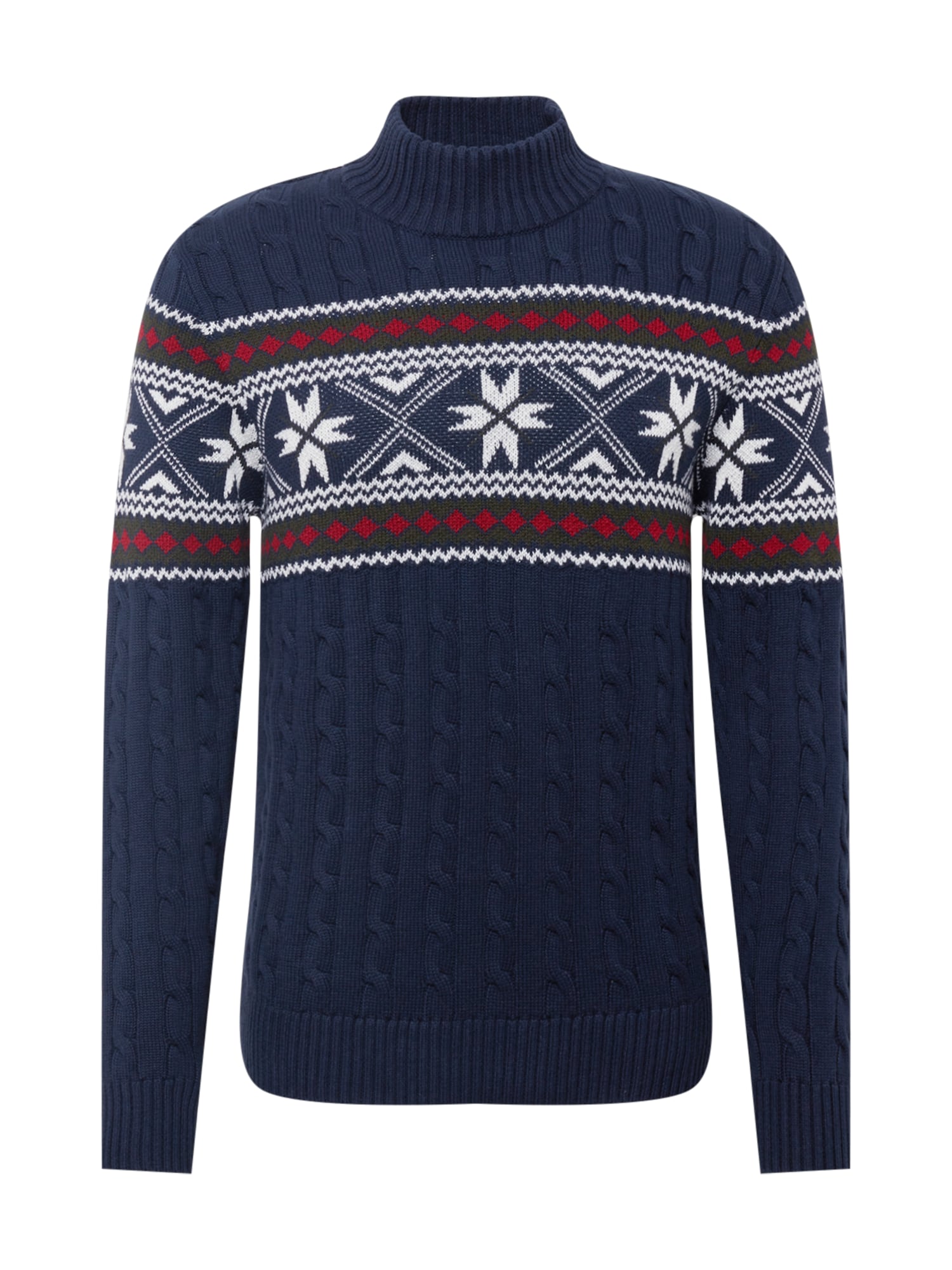 SELECTED HOMME Pulover 'Flake'  temno modra / kaki / karminsko rdeča / bela