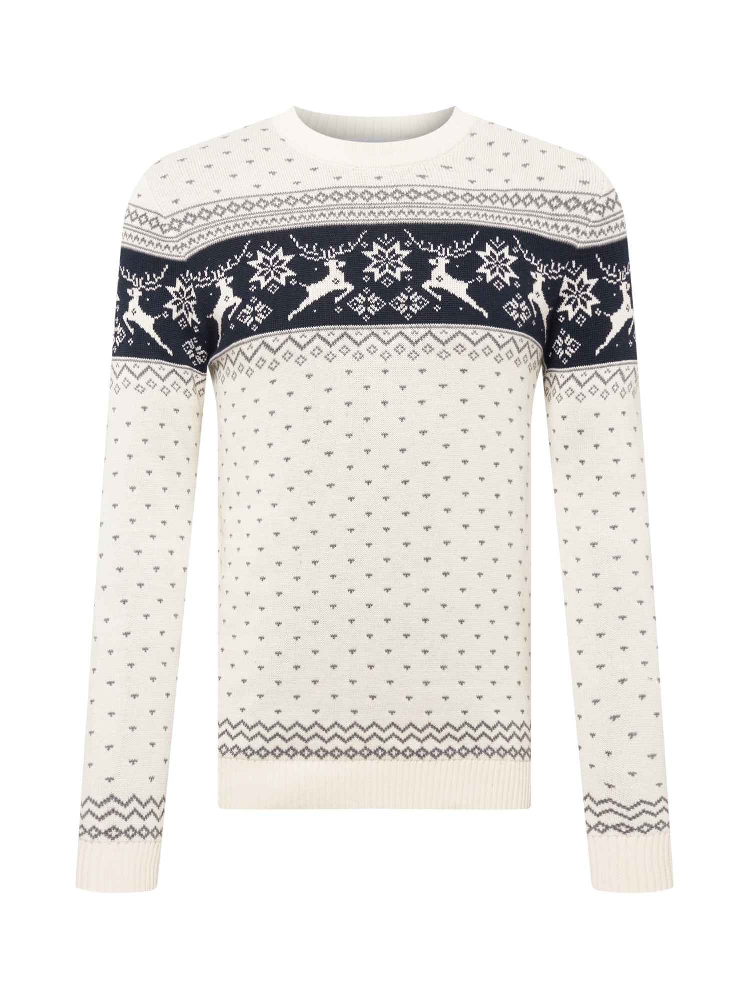 SELECTED HOMME Pulover  temno modra / siva / volneno bela