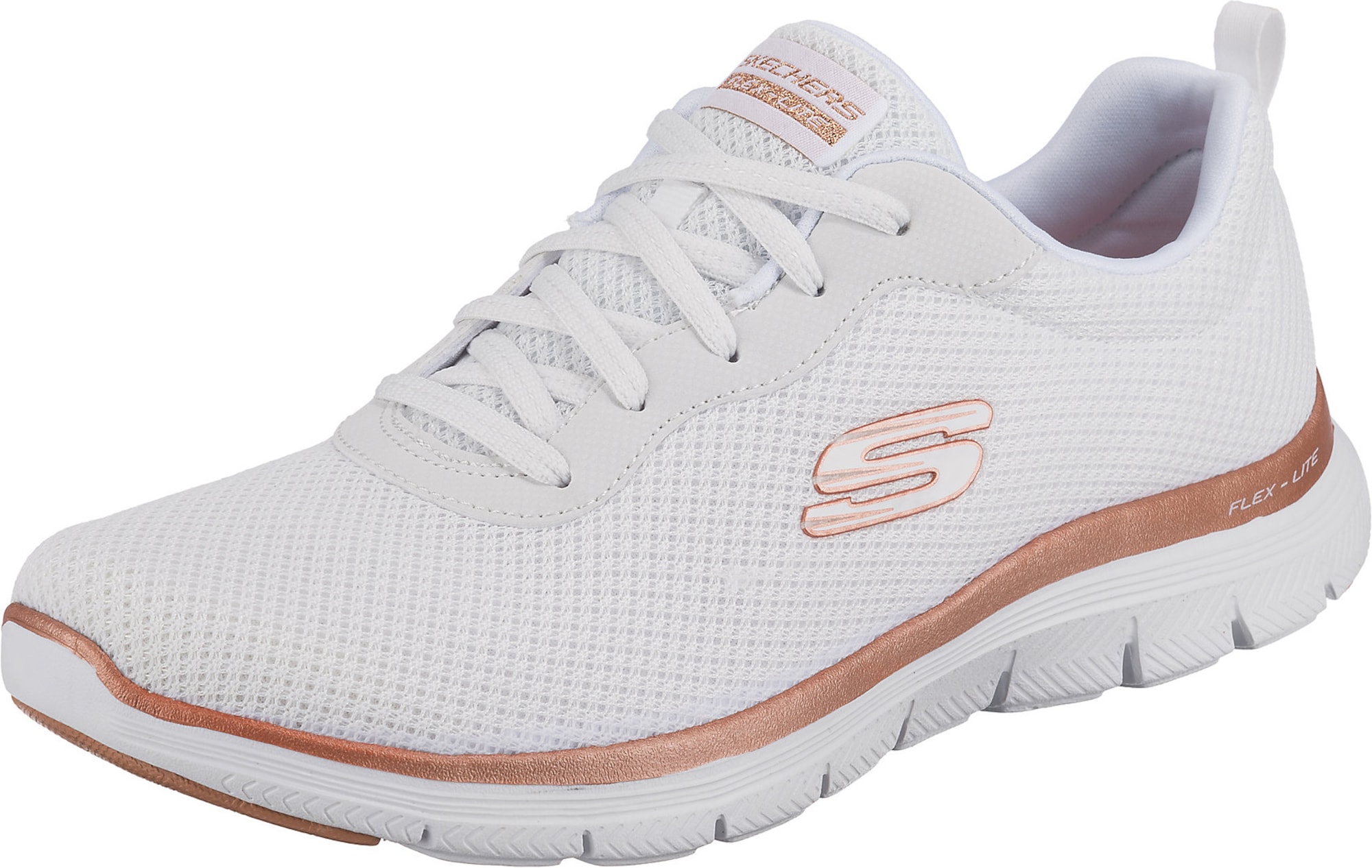 SKECHERS Nizke superge 'Flex Appeal 4.0'  bronasta / bela