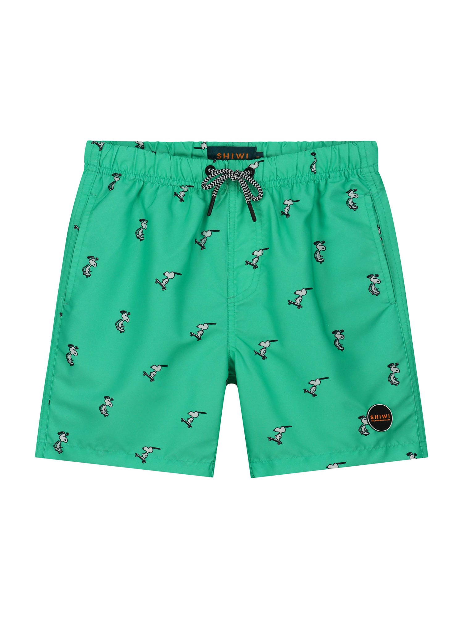 Shiwi Kratke kopalne hlače 'Snoopy Happy Skater'  zelena / črna / bela