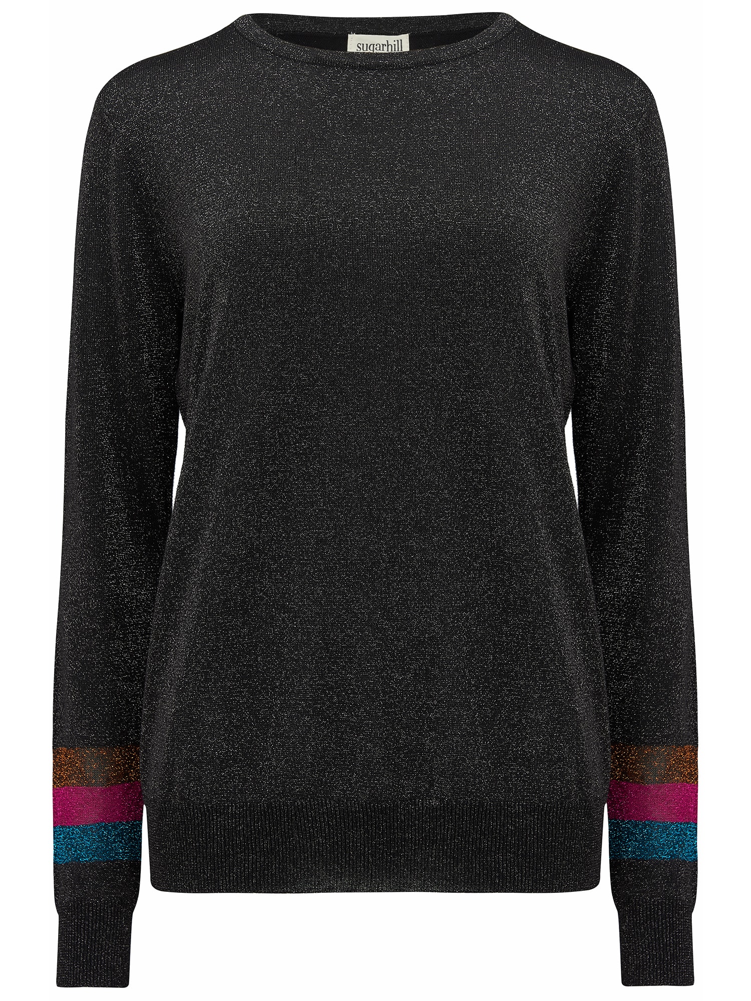 Sugarhill Brighton Pulover 'ASTRID LUREX DISCO CUFFS '  temno siva / mešane barve