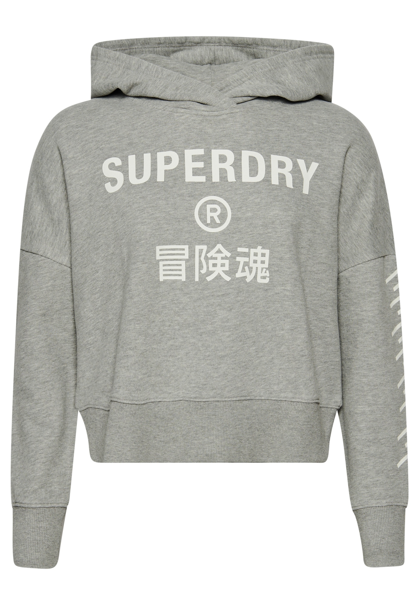 Superdry Majica  pegasto siva / bela