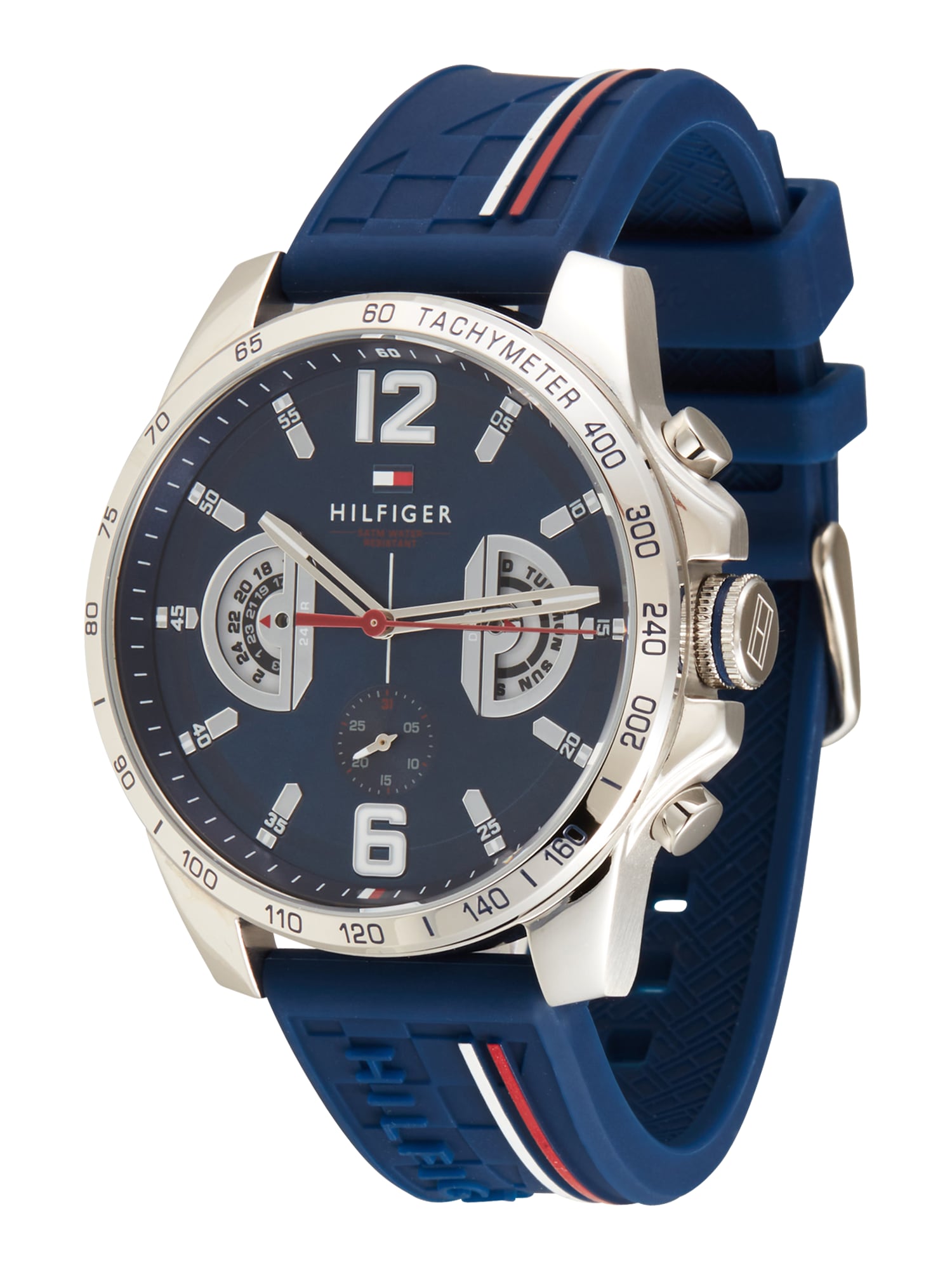 TOMMY HILFIGER Analogna ura  temno modra / rdeča / srebrna