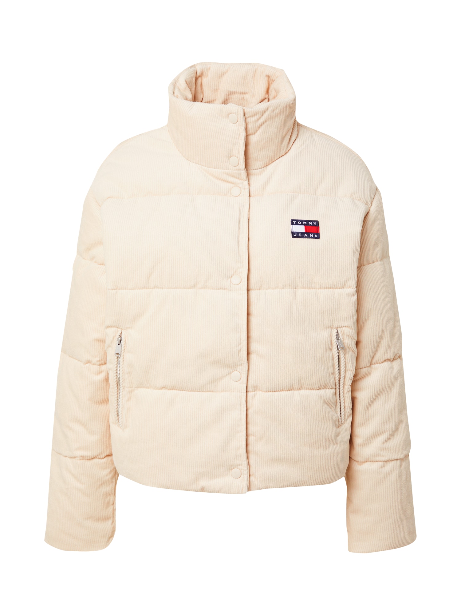 Tommy Jeans Zimska jakna  šampanjec / mornarska / ognjeno rdeča / bela