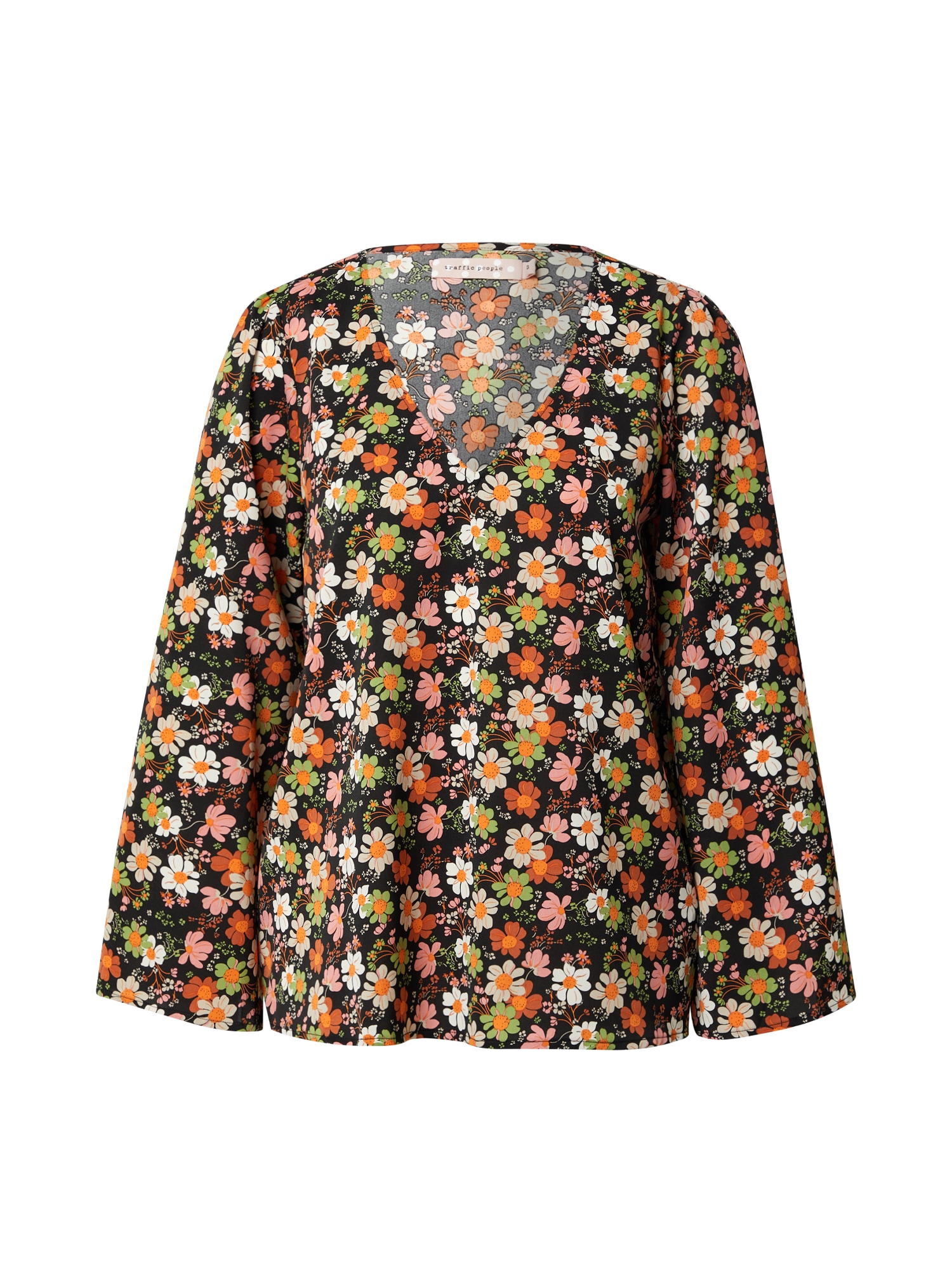 Traffic People Bluza 'Pieta'  svetlo zelena / oranžna / melona / črna / bela