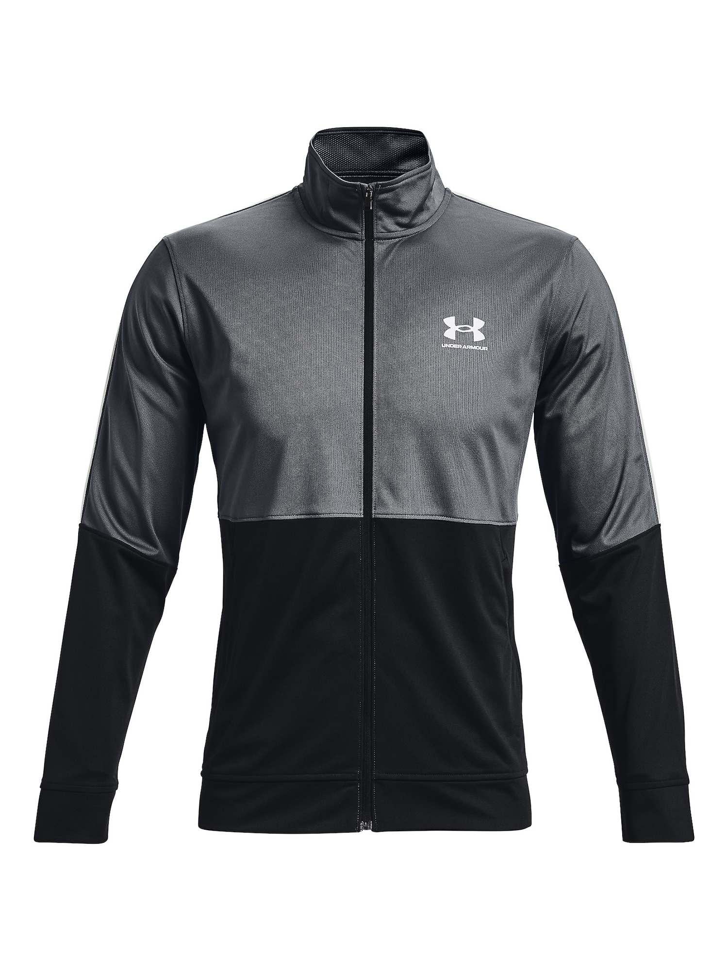 UNDER ARMOUR Športna jopa na zadrgo  temno siva / črna / bela