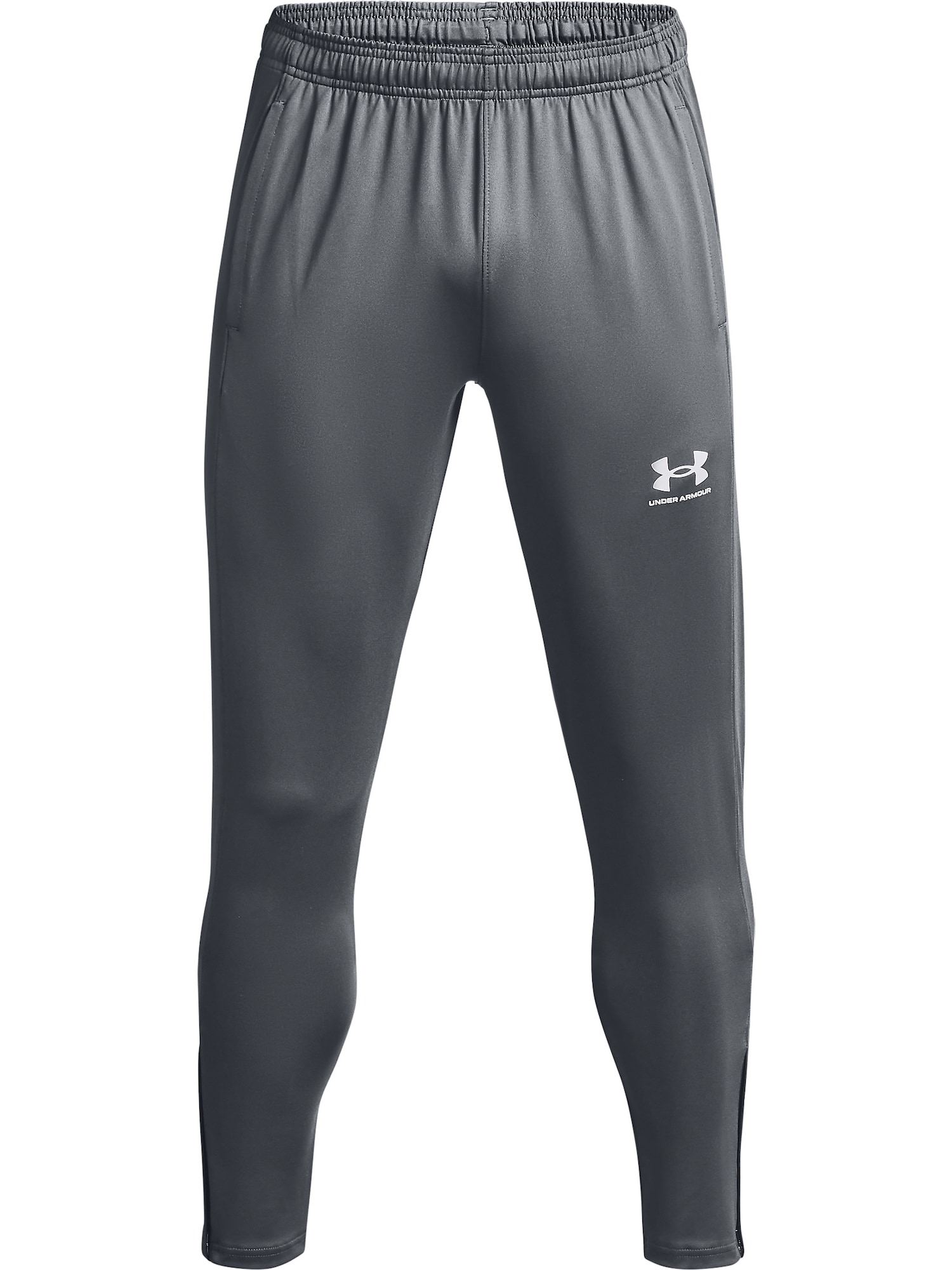 UNDER ARMOUR Športne hlače 'Challenger'  siva / bela