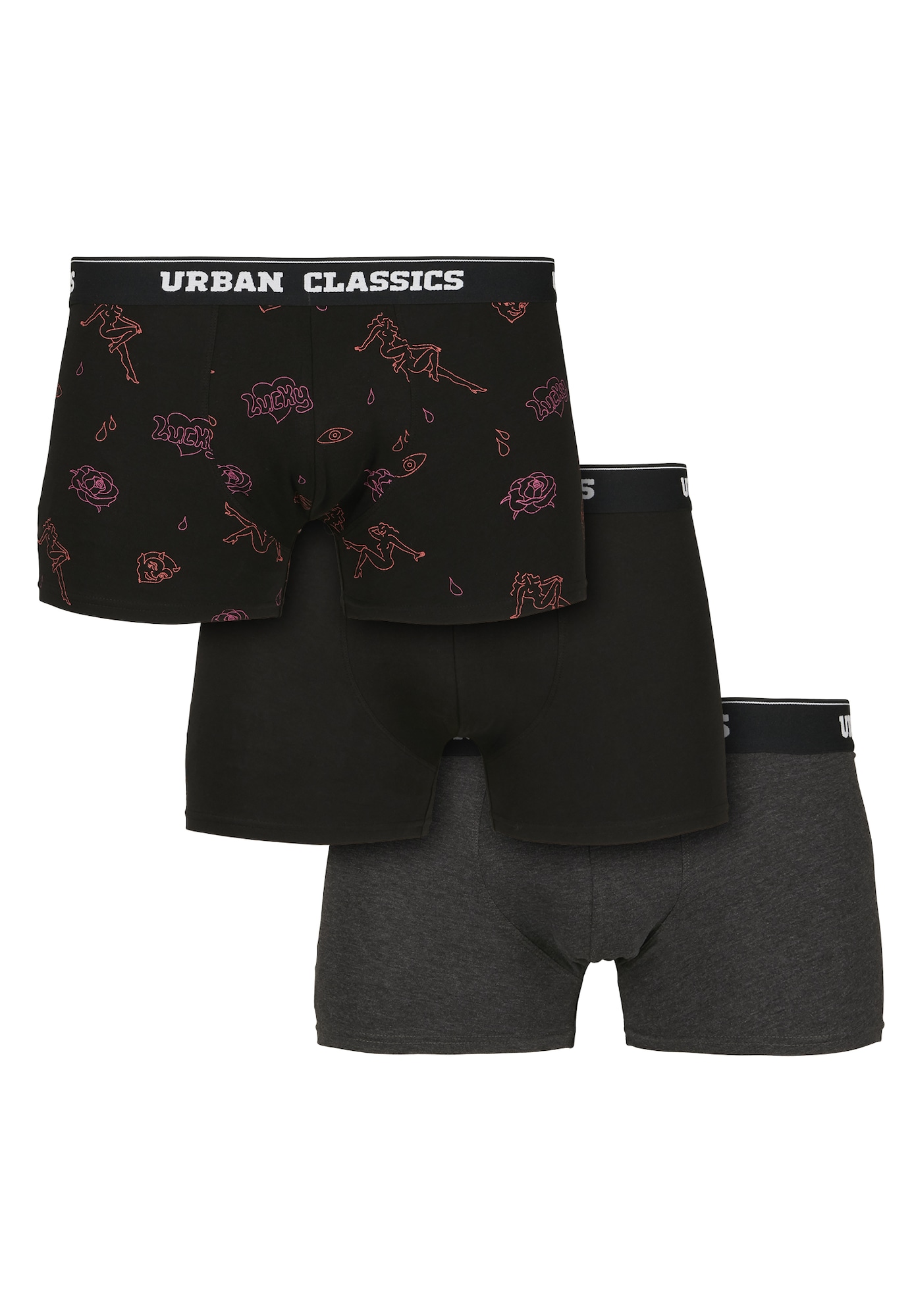 Urban Classics Boksarice  siva / temno roza / črna