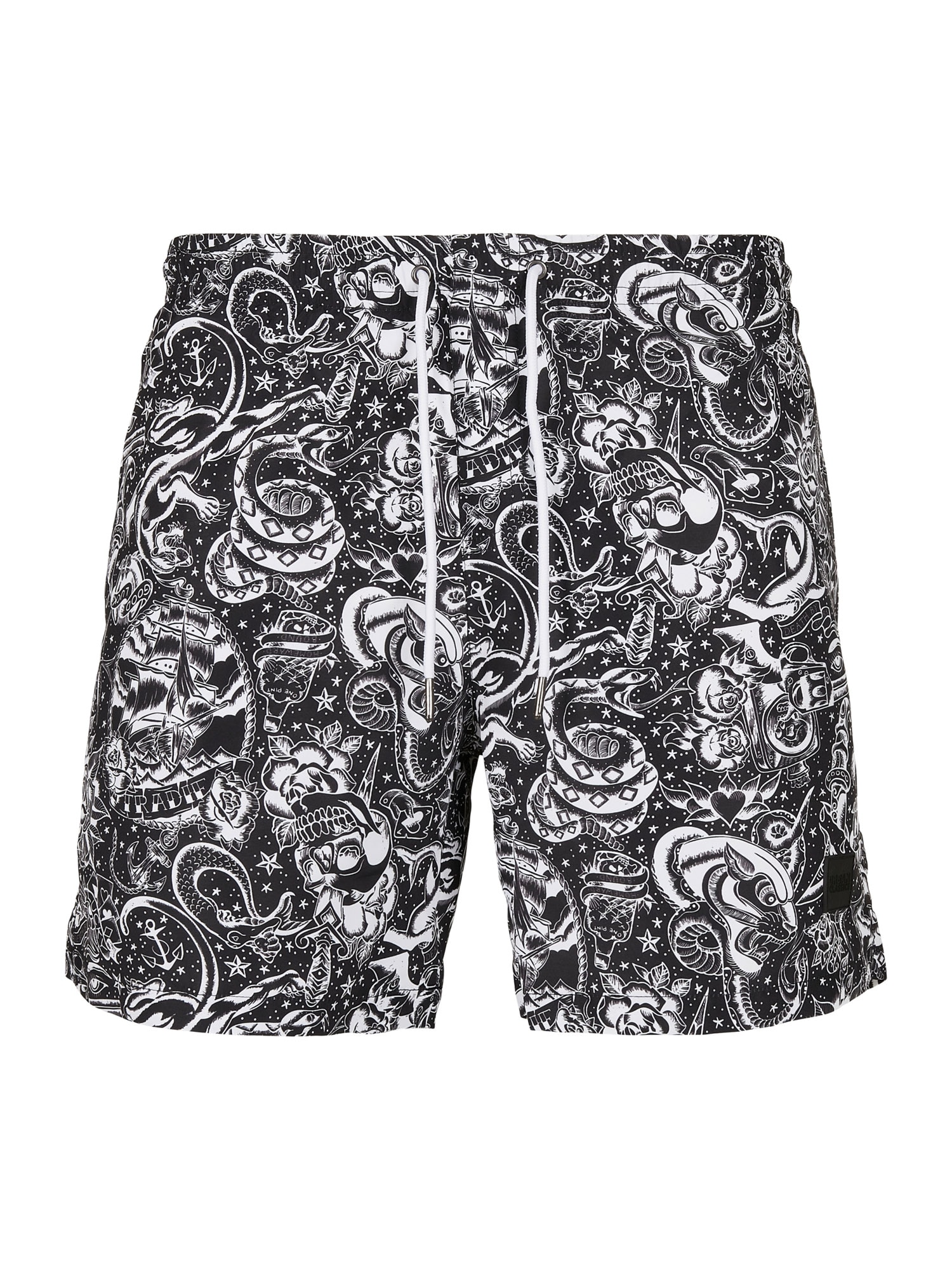 Urban Classics Kratke kopalne hlače  črna / bela