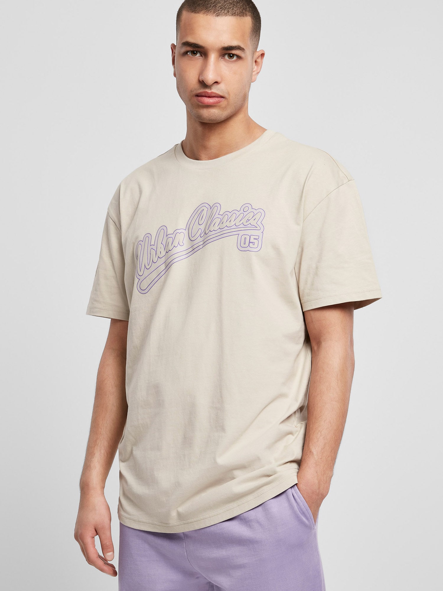 Urban Classics Majica 'Baseball'  bež / lila