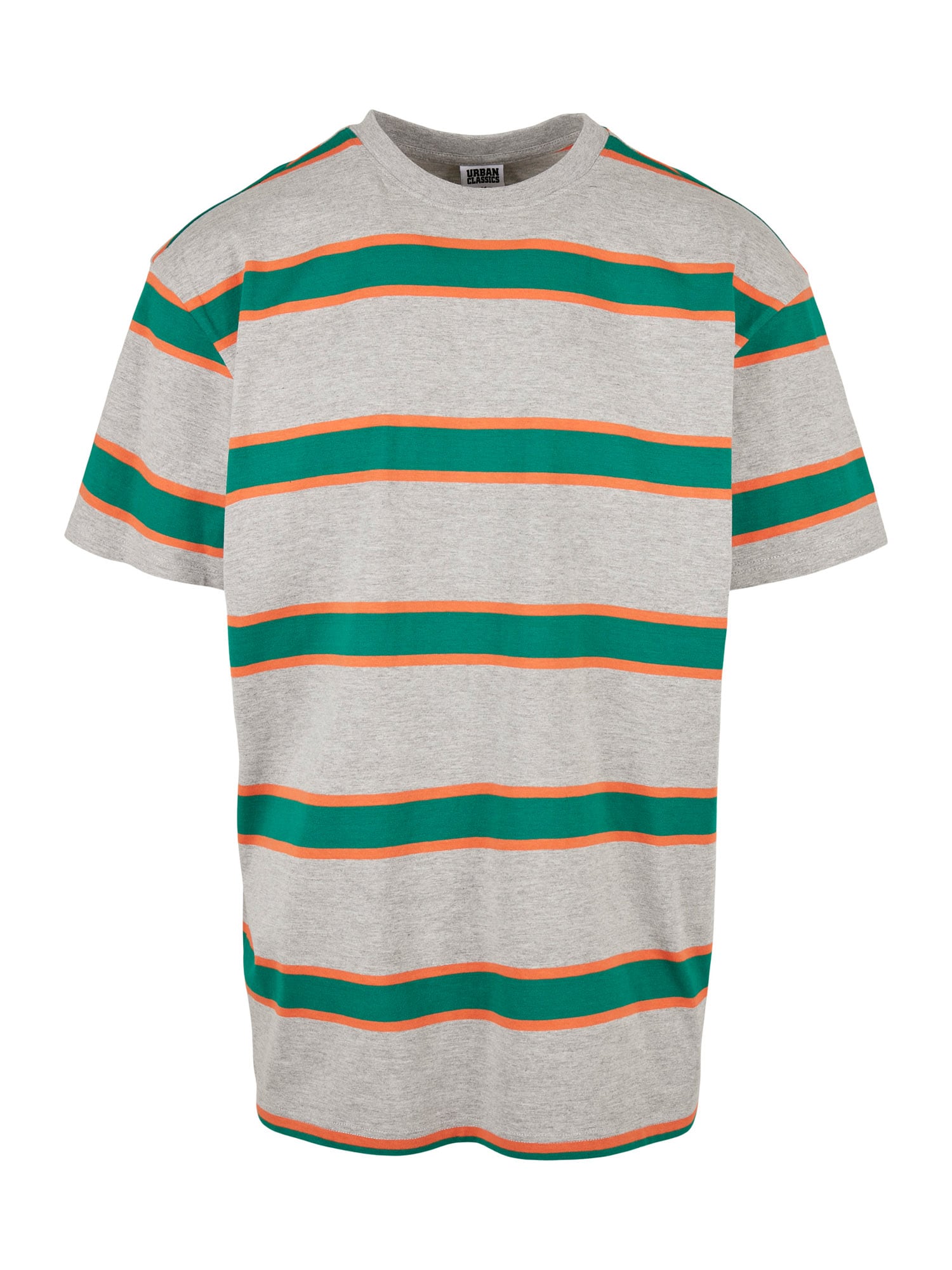 Urban Classics Majica  pegasto siva / travnato zelena / temno oranžna