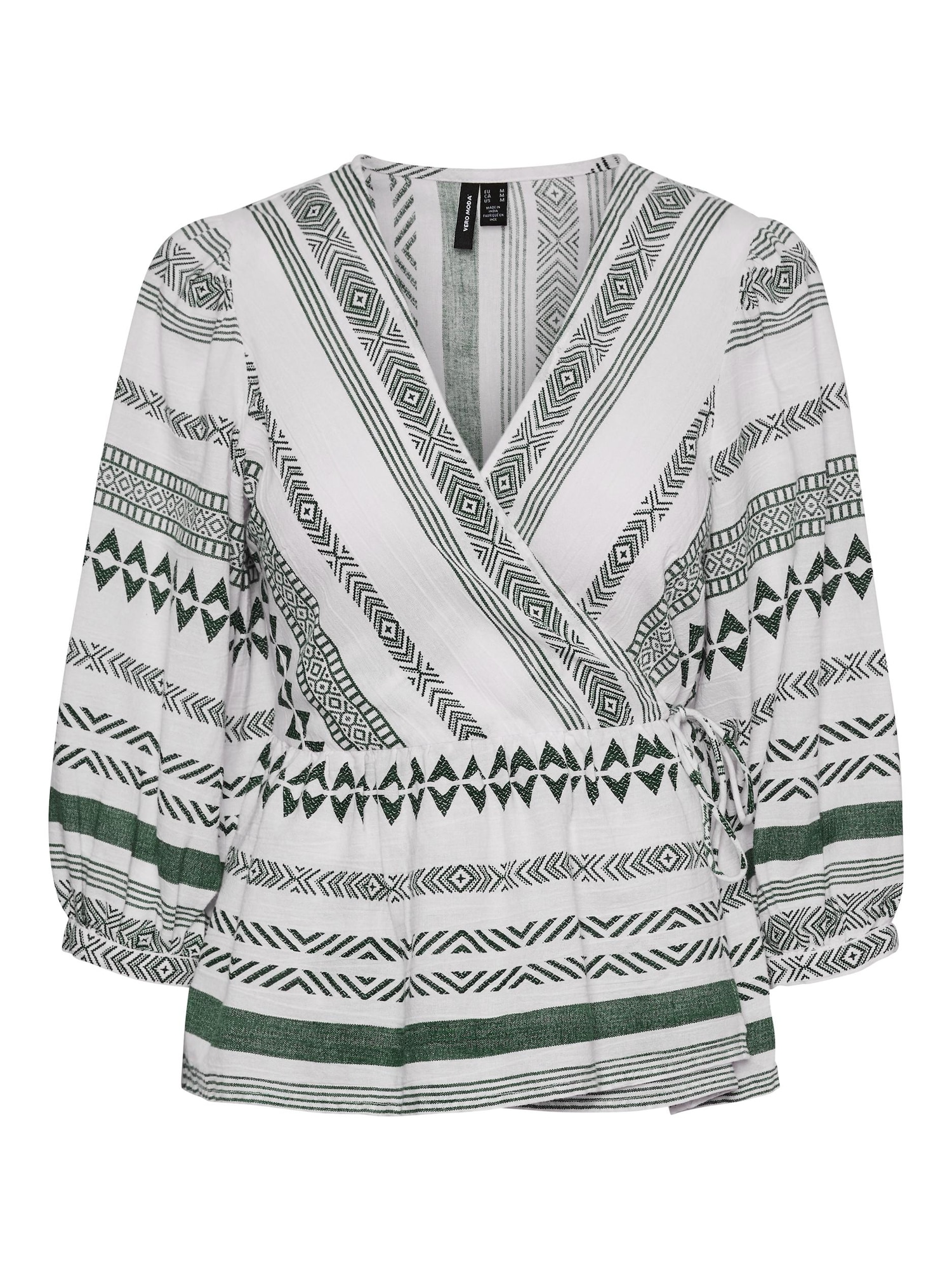 VERO MODA Bluza 'Dichte'  temno zelena / bela
