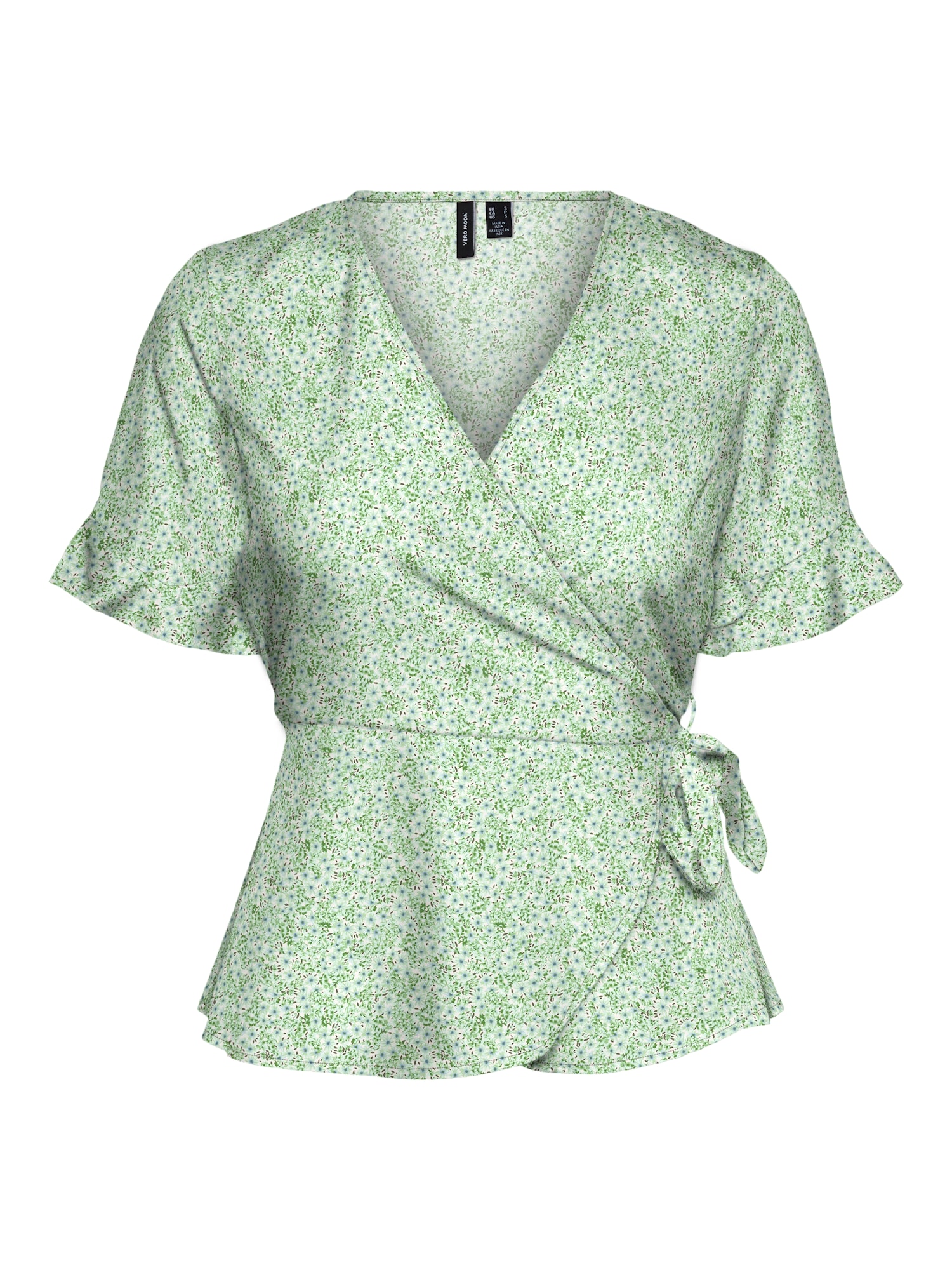 VERO MODA Bluza 'Henna'  svetlo modra / svetlo zelena / bela