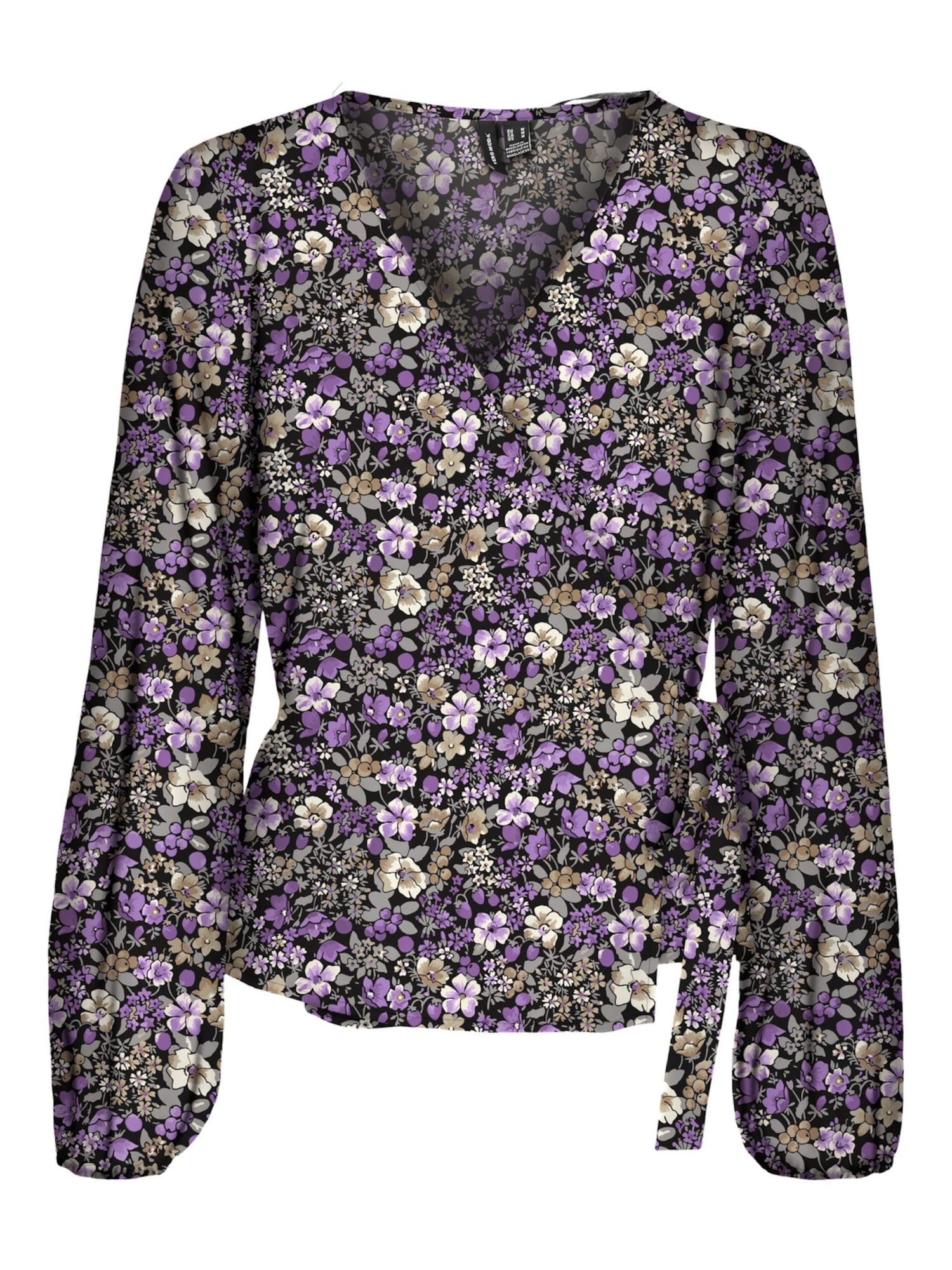 VERO MODA Bluza 'Isa'  siva / dimno-siva / temno liila / črna / bela