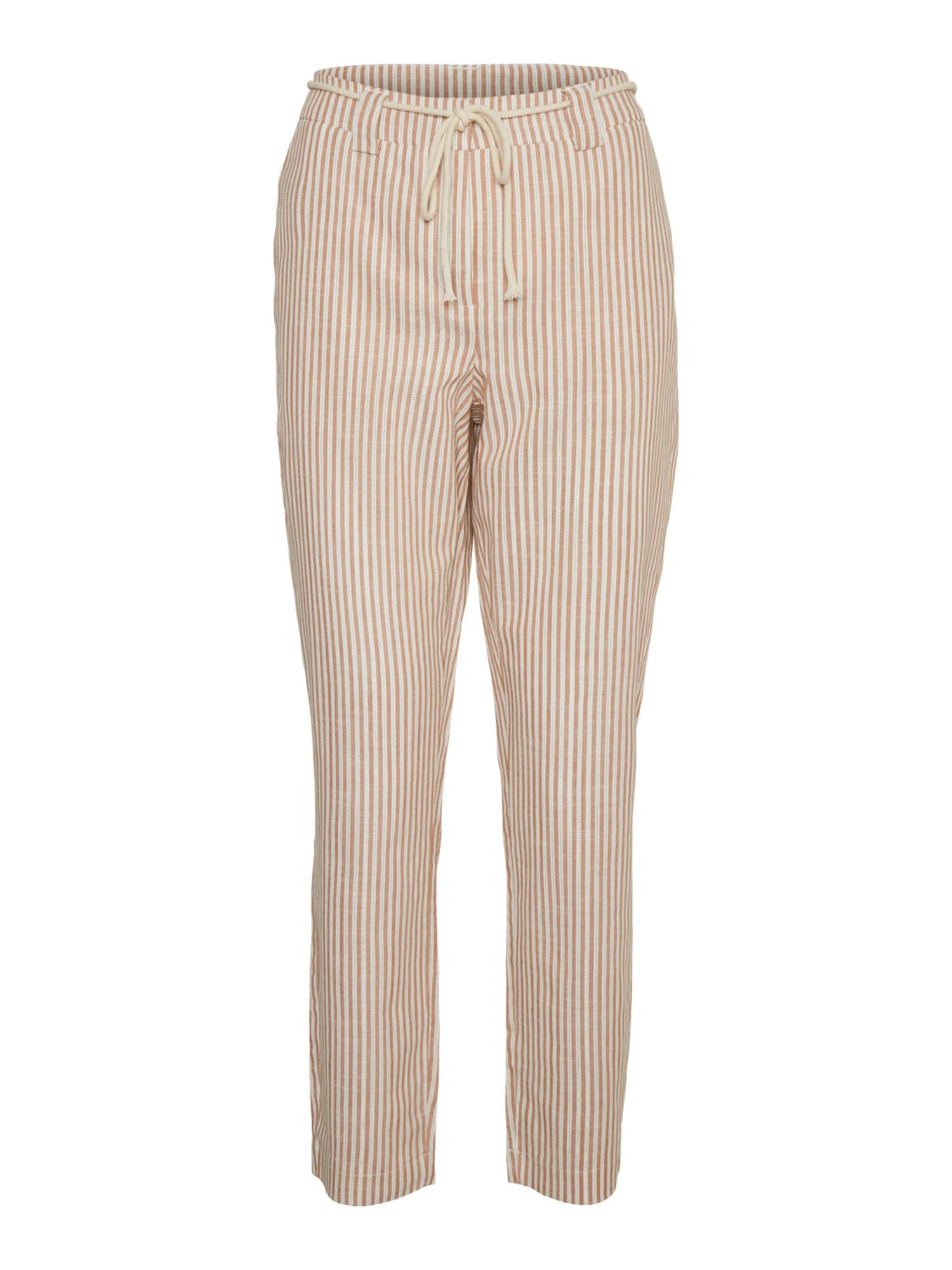 VERO MODA Hlače  kamela / bela
