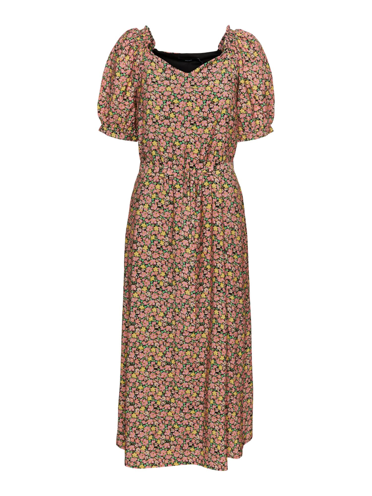 VERO MODA Obleka 'Ellie'  rumena / svetlo zelena / staro roza / črna