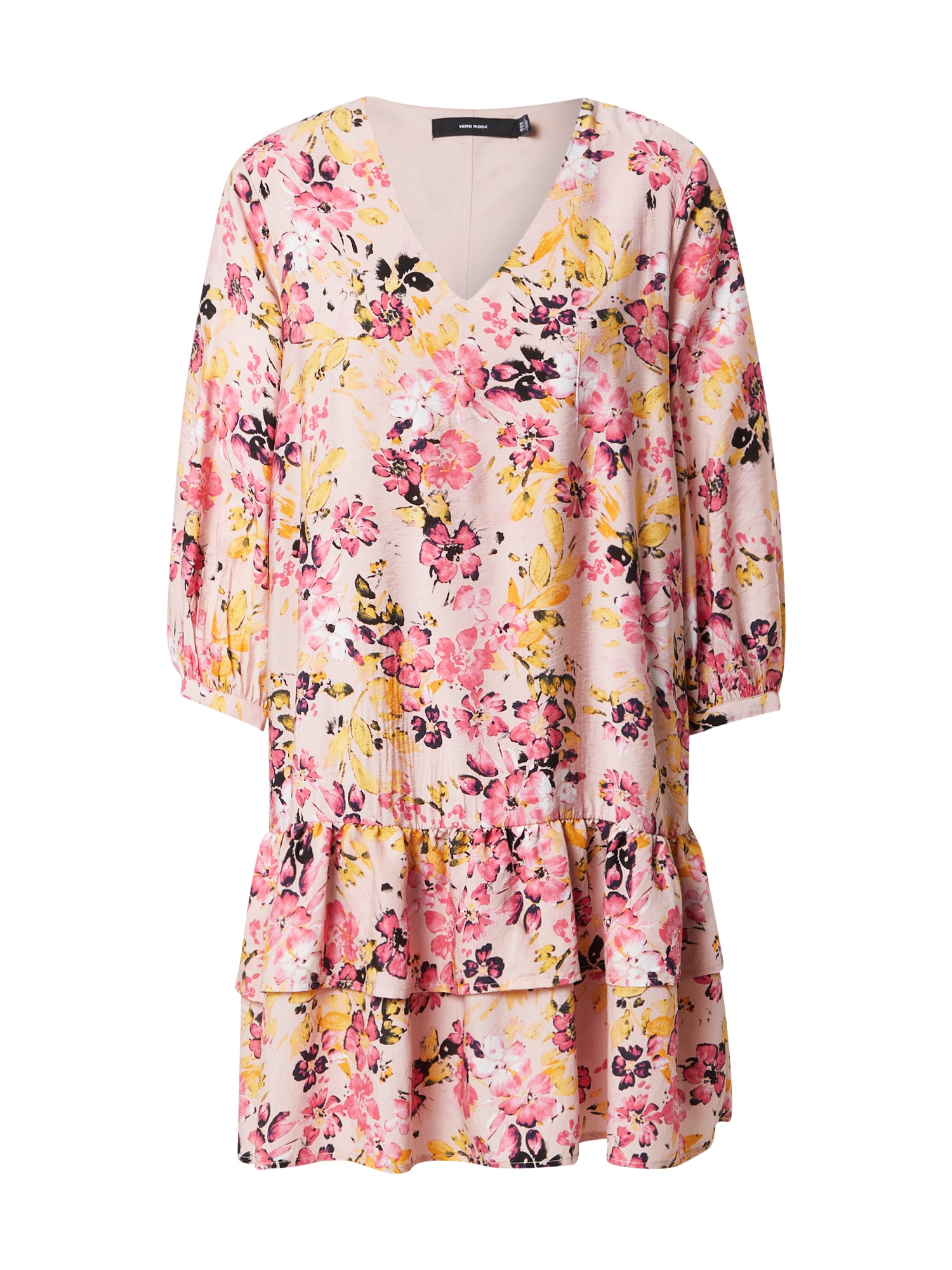 VERO MODA Obleka 'GIGI'  rumena / roza / rosé / črna