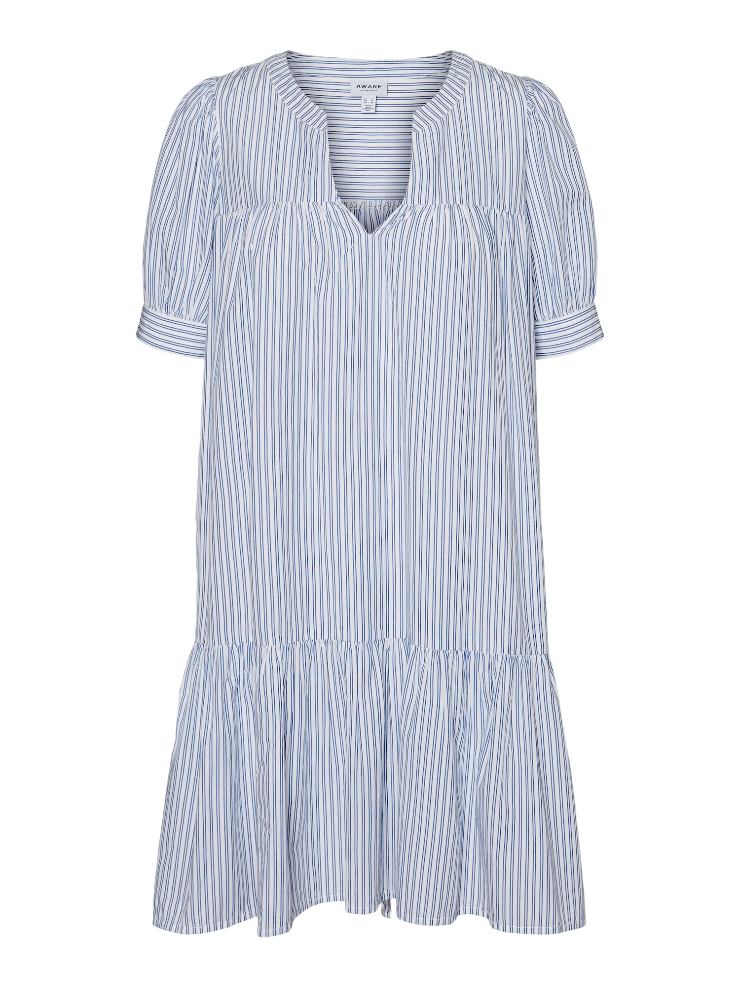 VERO MODA Obleka 'Palmer'  golobje modra / bela