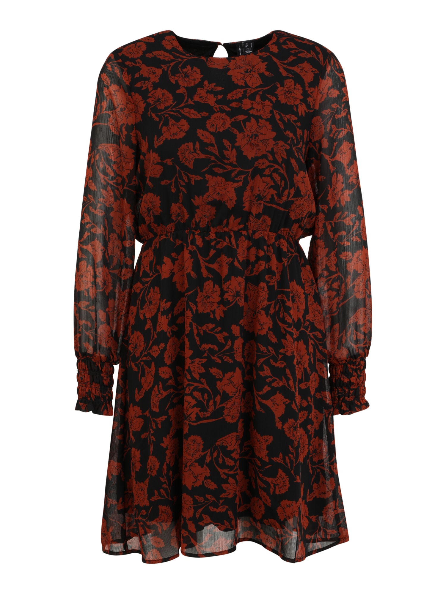 VERO MODA Obleka 'SMILLA'  rdeča / črna