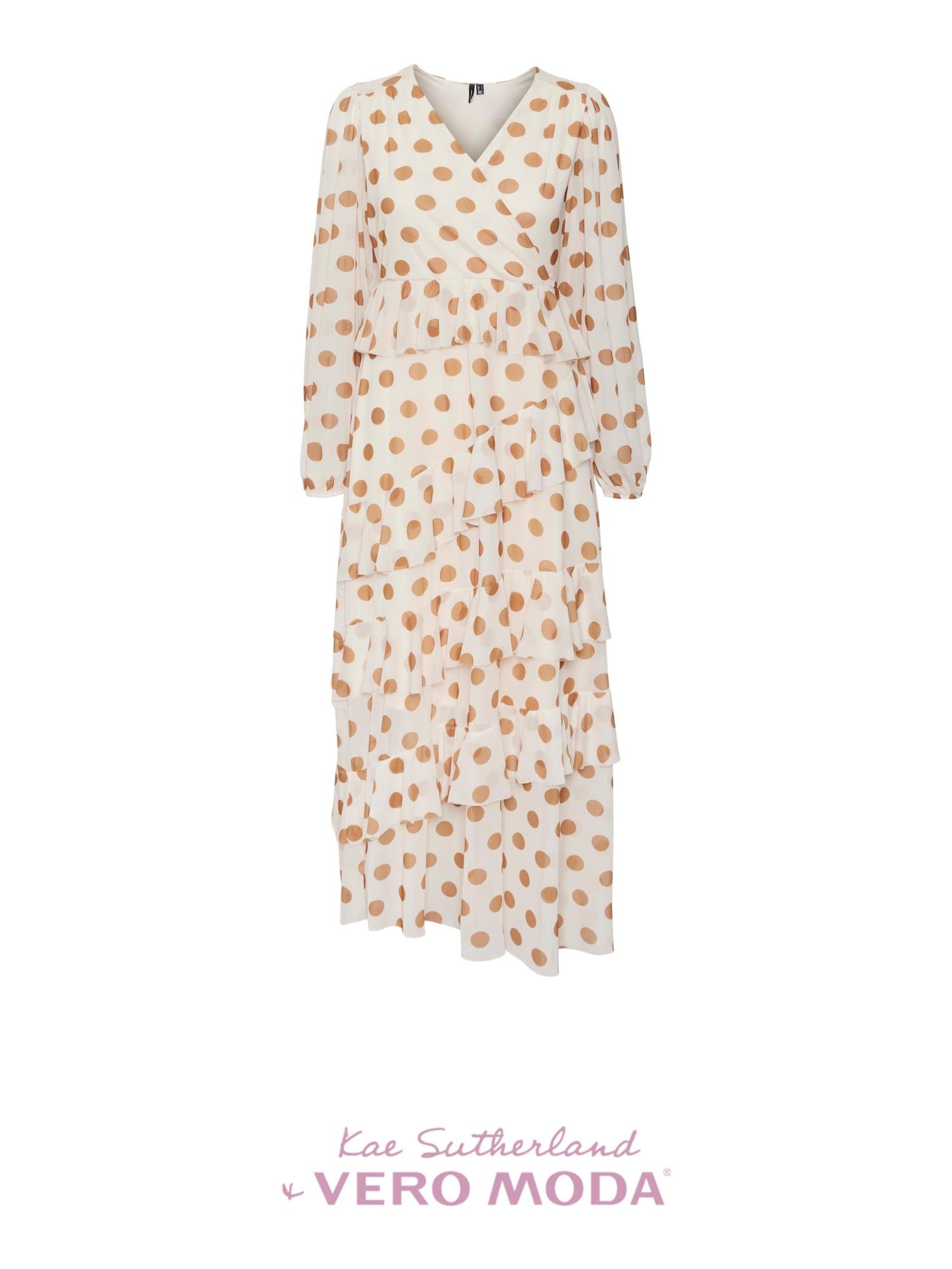 VERO MODA Obleka  kremna / rjava