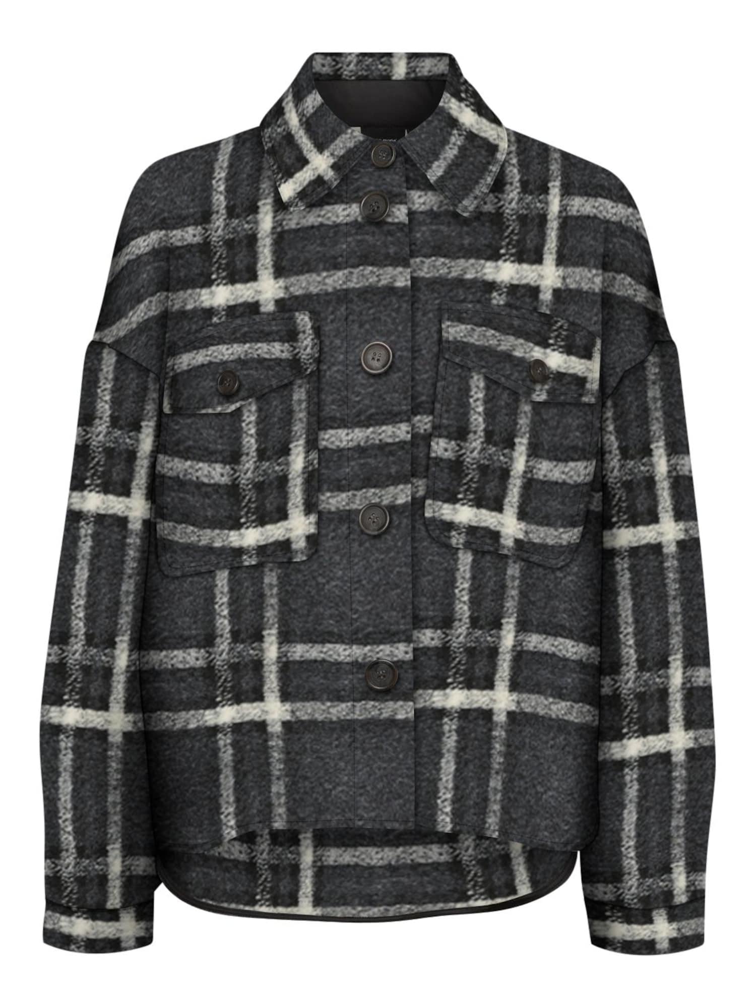 VERO MODA Prehodna jakna 'Chrissie'  siva / antracit / volneno bela