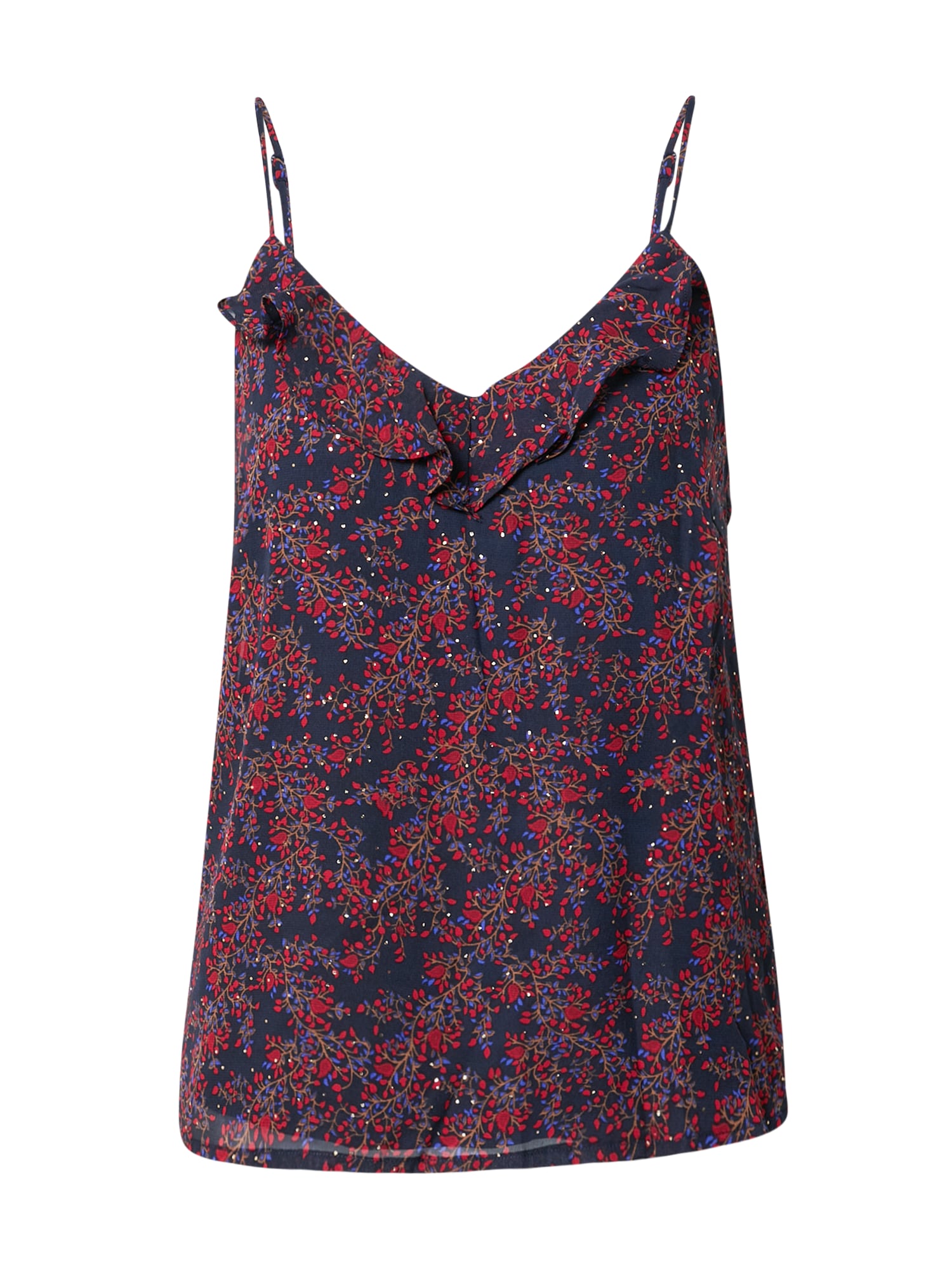 VERO MODA Top 'PEN RITA'  mornarska / kraljevo modra / rjava / rdeča / bela