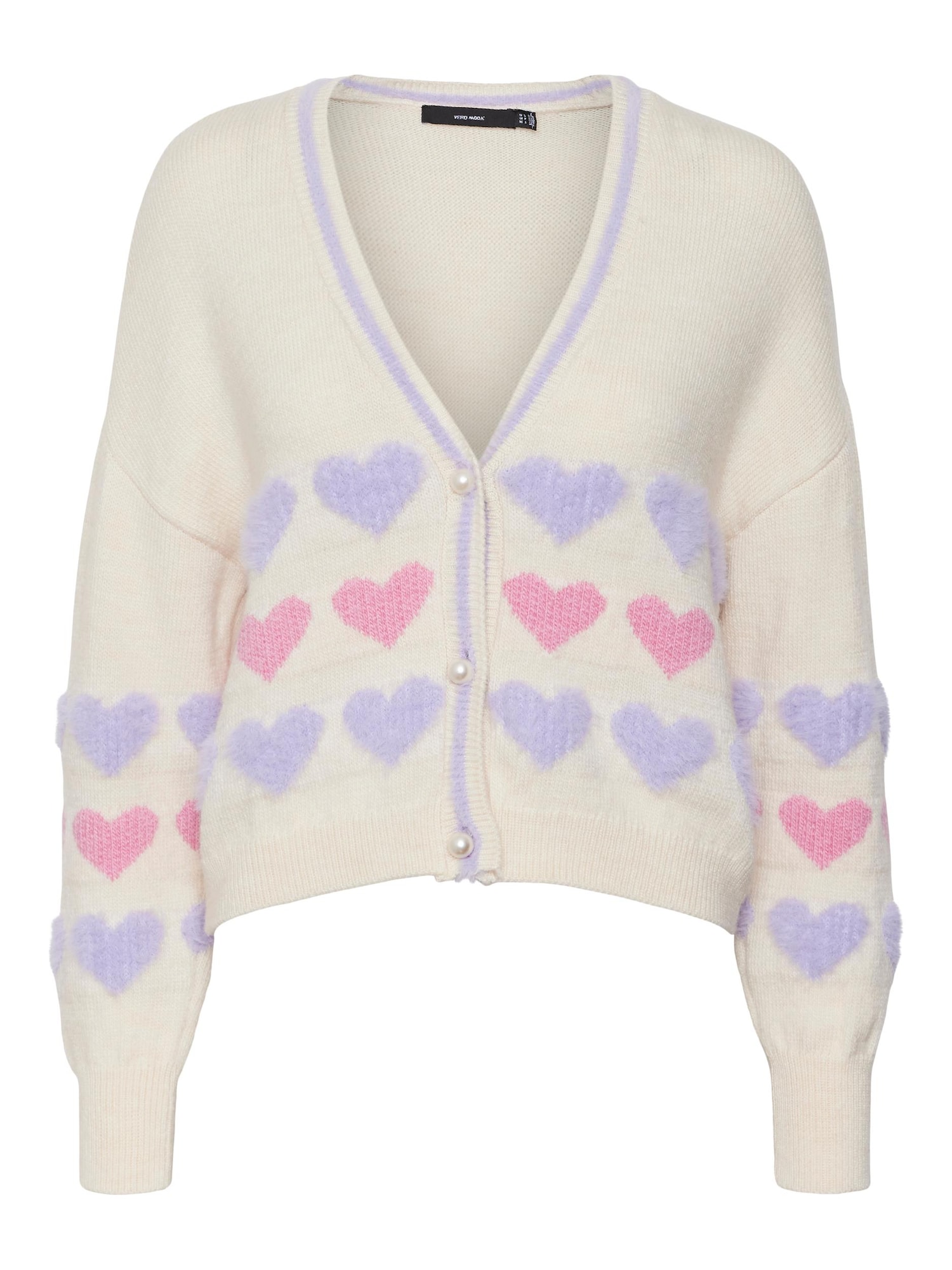 Vero Moda Collab Pletena jopa  kremna / svetlo lila / svetlo roza