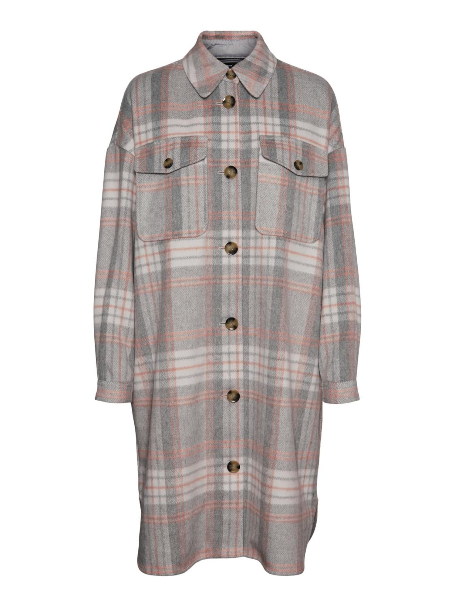 Vero Moda Curve Prehodna jakna  siva / pastelno rdeča / bela