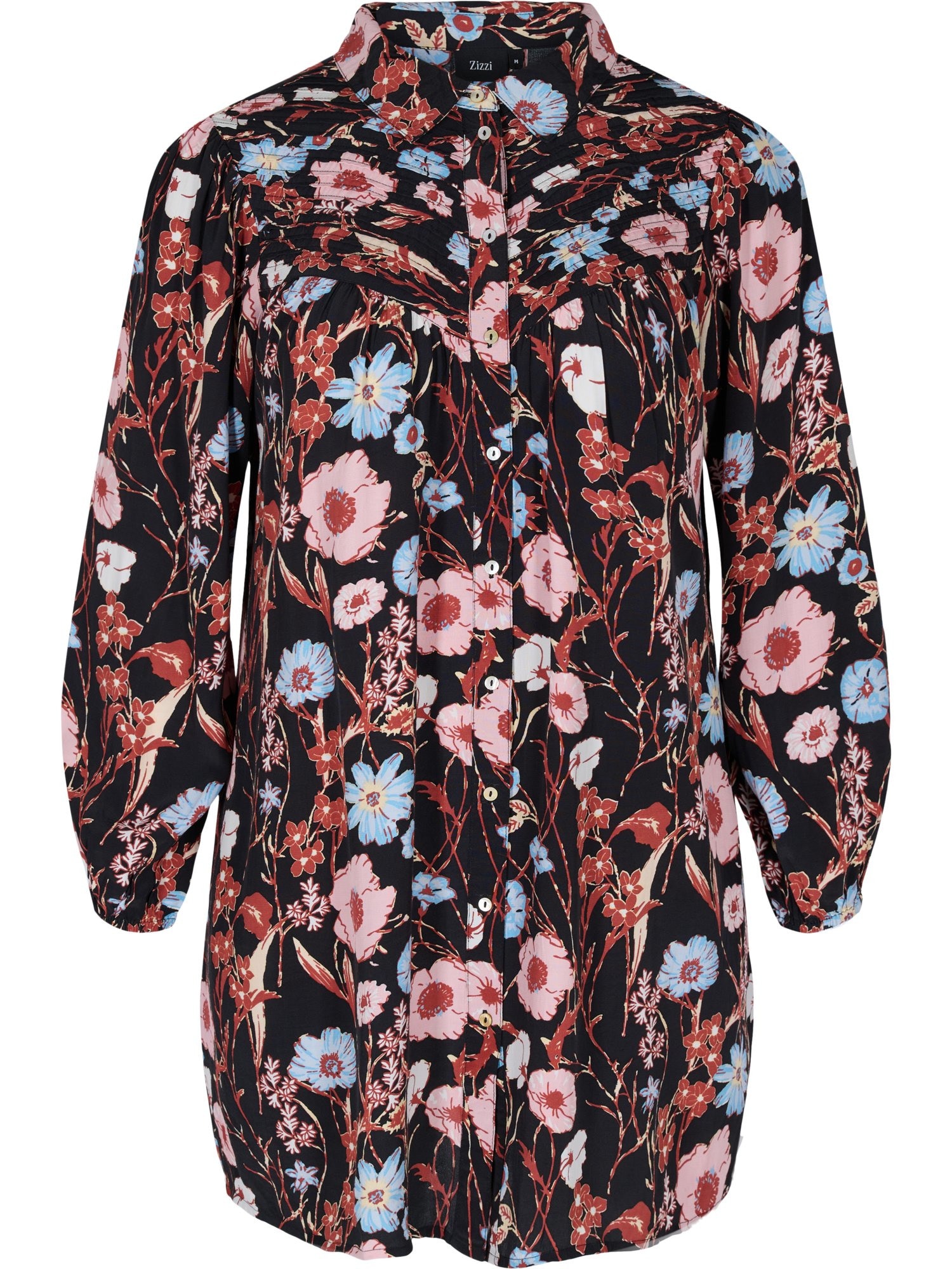 Zizzi Bluza 'Darui'  svetlo modra / svetlo roza / rdeča / črna