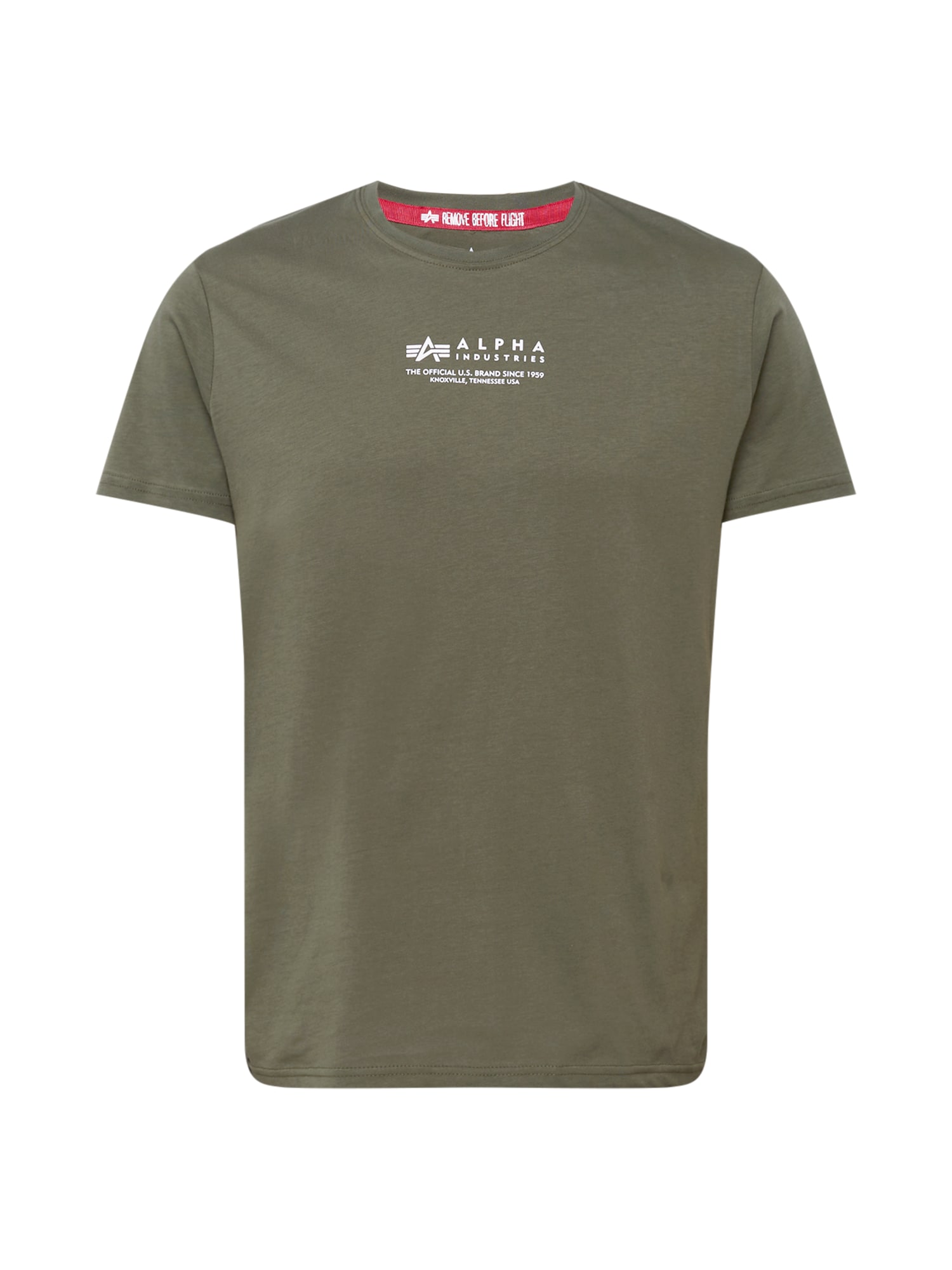 ALPHA INDUSTRIES Majica  oliva / bela