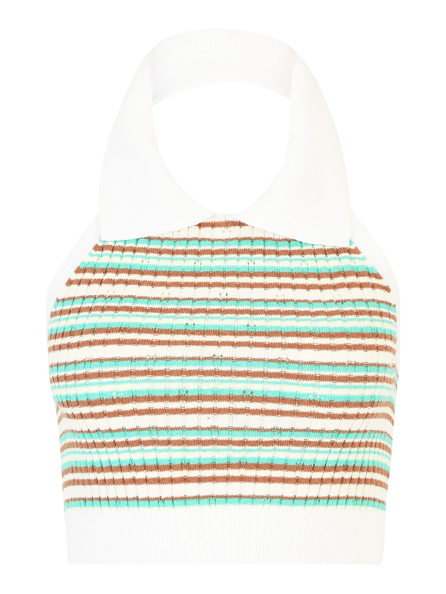 Cotton On Top z naramnicami 'POINTELLE'  rjava / zelena / bela