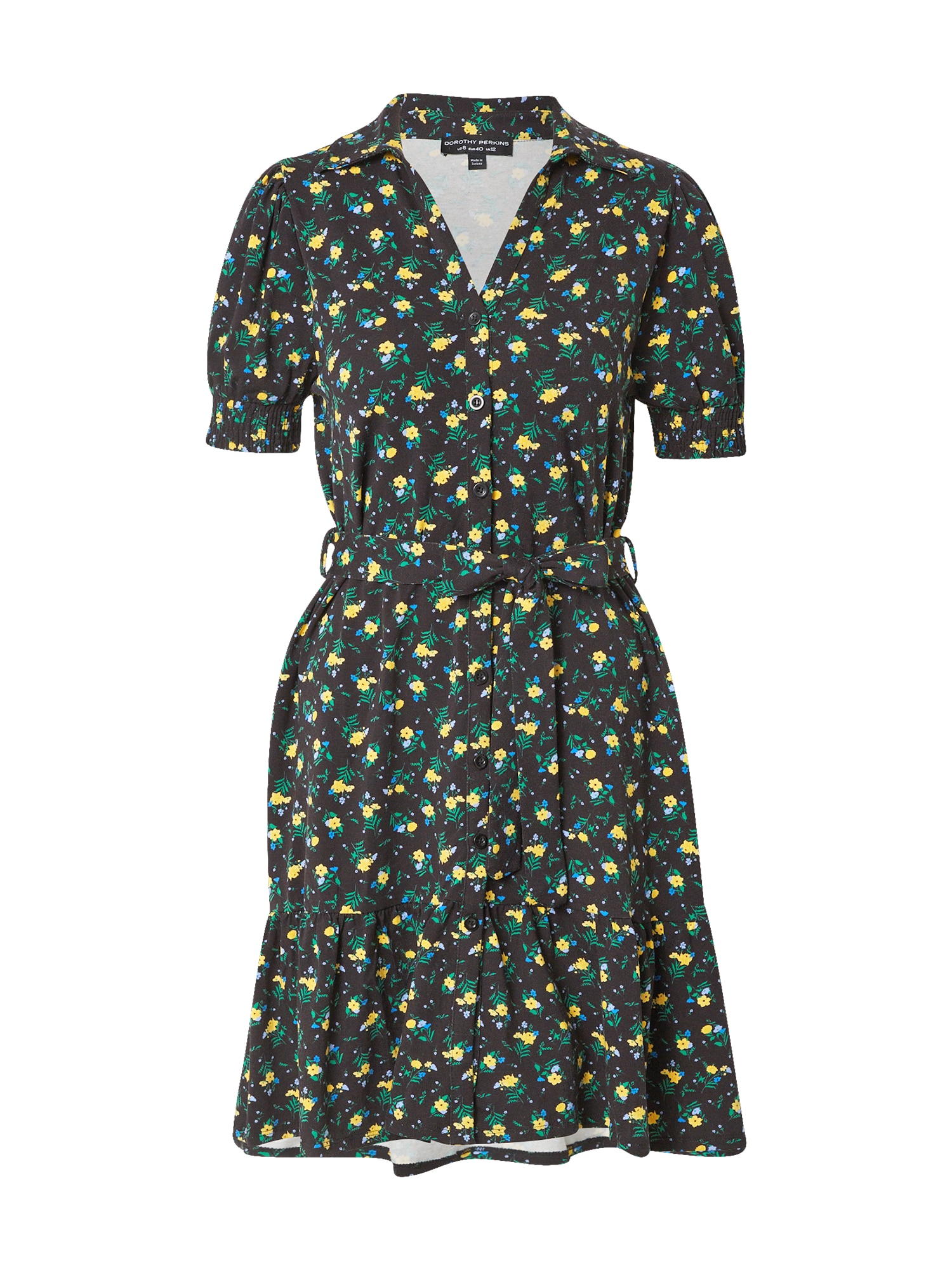 Dorothy Perkins Dolga srajca 'Lemon Ditsy'  svetlo modra / rumena / zelena / črna