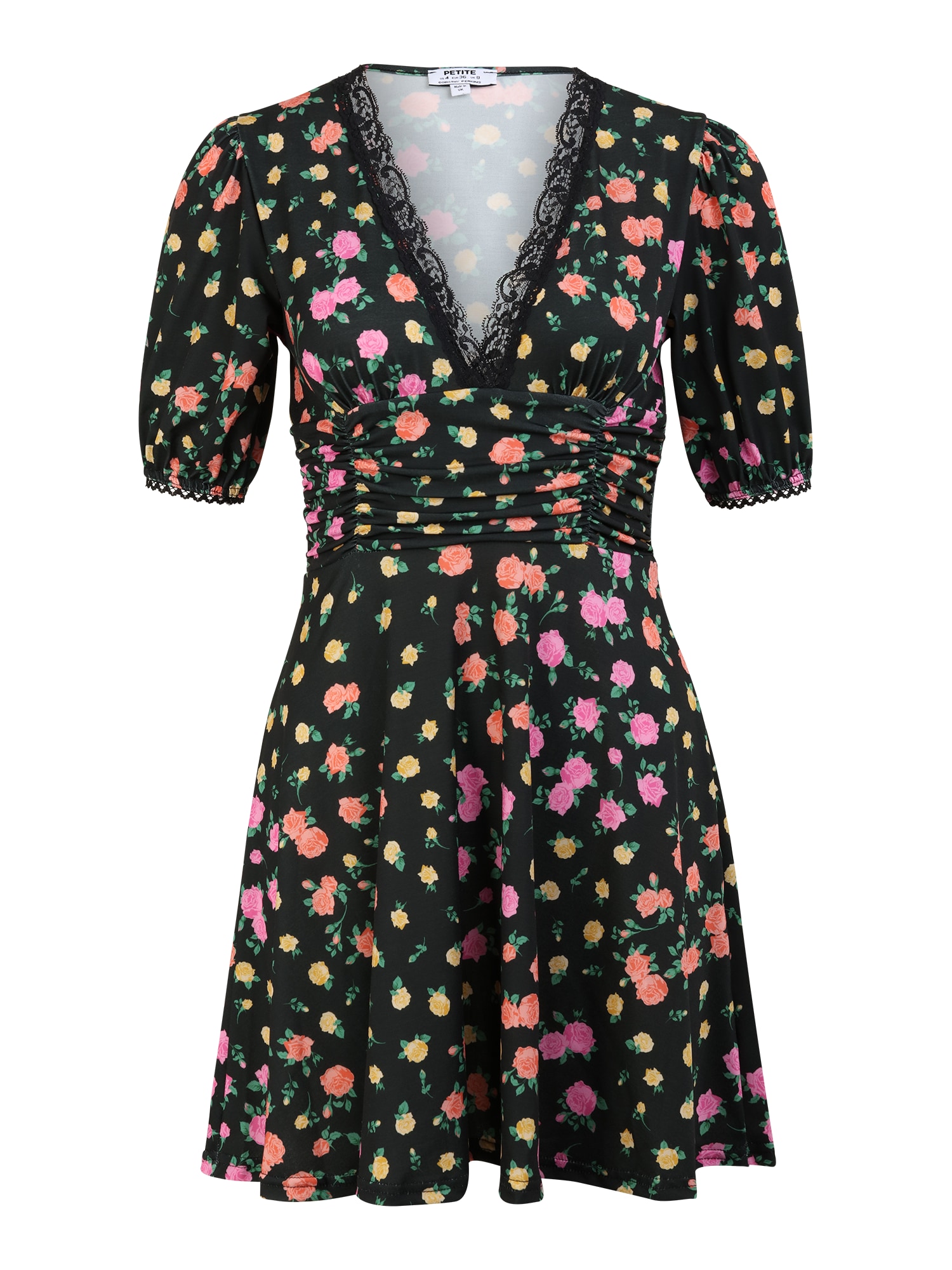 Dorothy Perkins Petite Obleka  rumena / zelena / korala / roza / črna