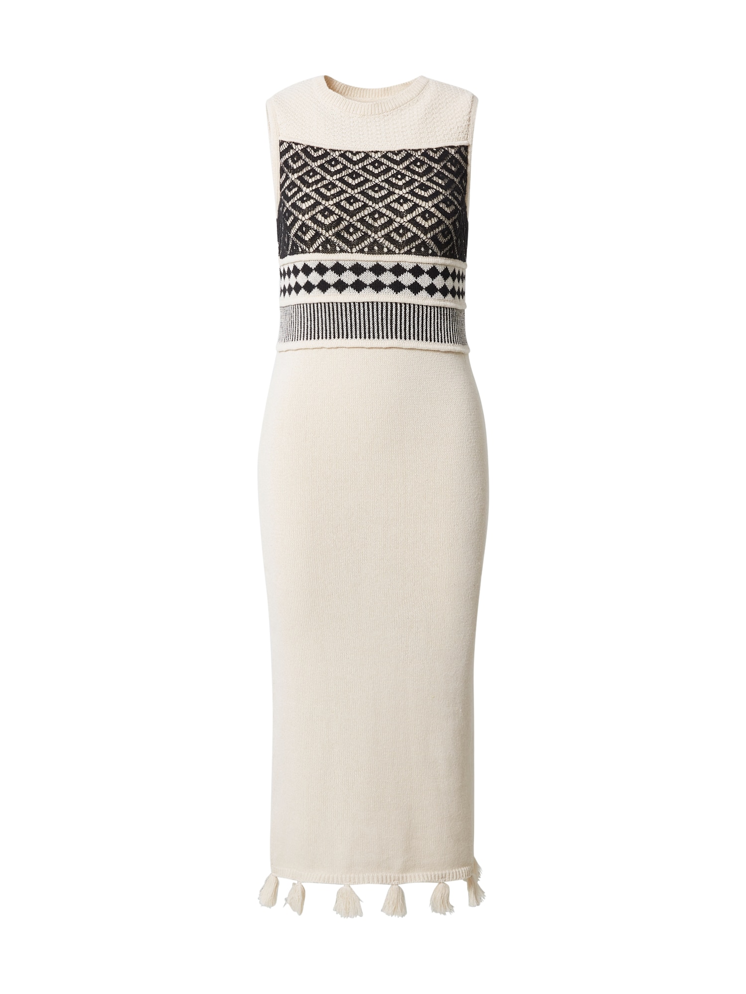 Dorothy Perkins Pletena obleka  črna / bela