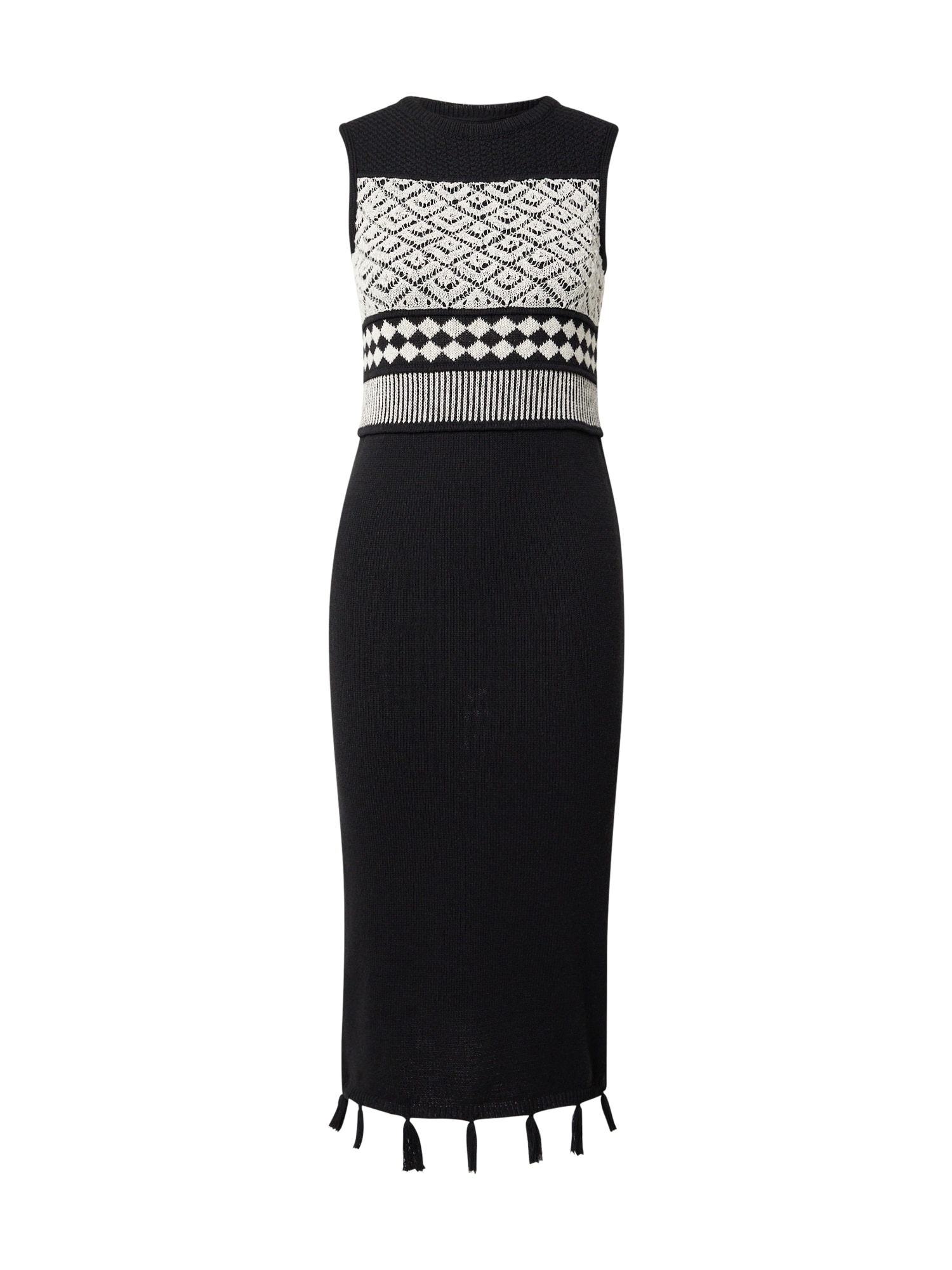 Dorothy Perkins Pletena obleka  črna / bela