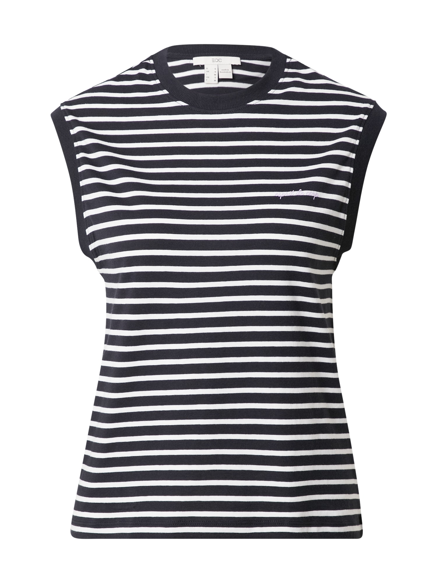 EDC BY ESPRIT Top  črna / bela