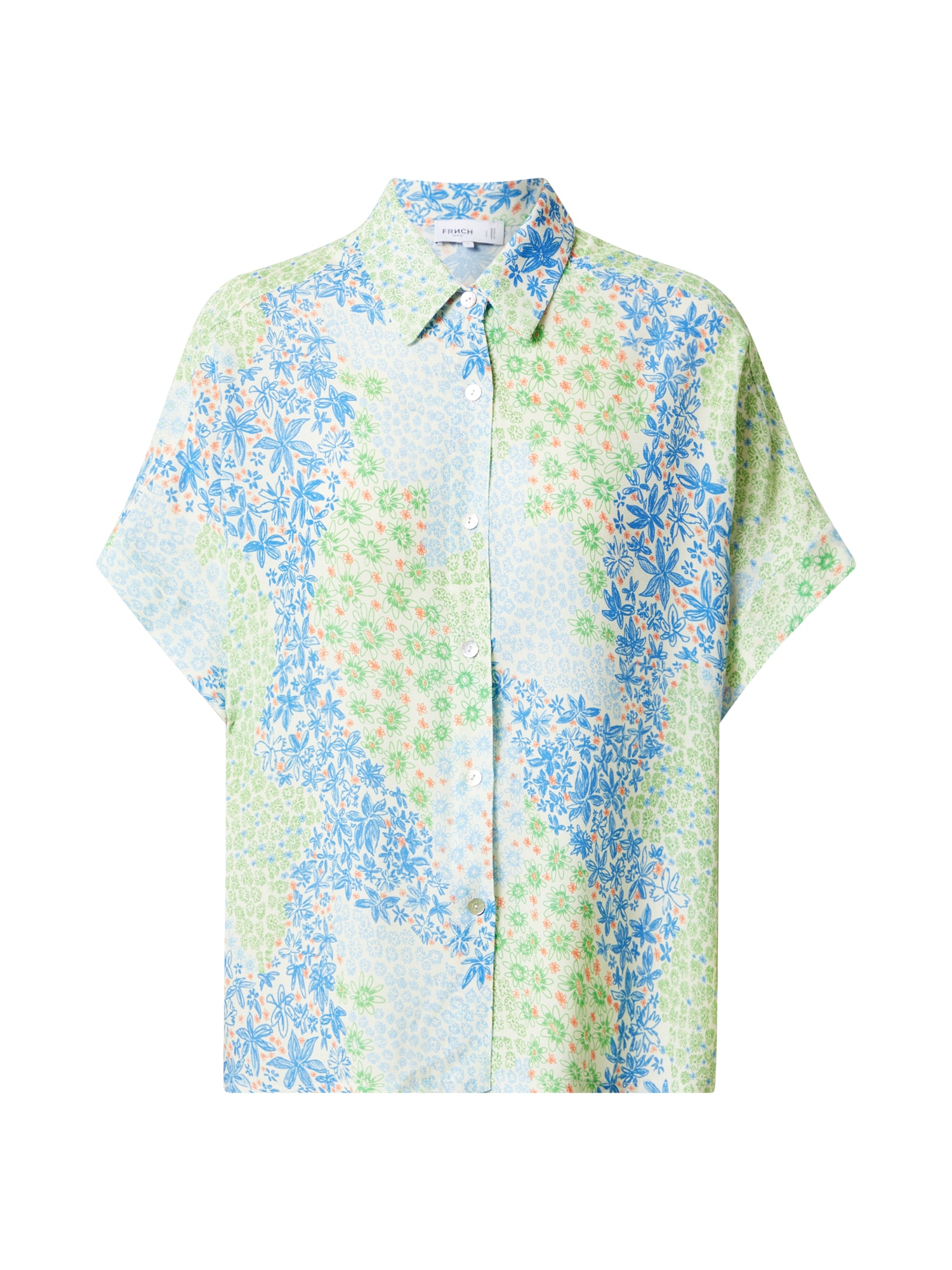 FRNCH PARIS Bluza 'Gianni'  svetlo modra / svetlo zelena / svetlo oranžna