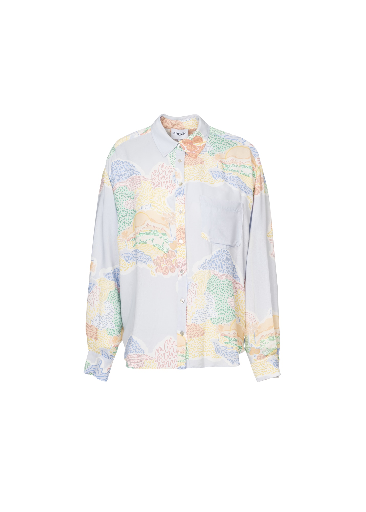 FRNCH PARIS Bluza 'Vanessa'  modra / svetlo rumena / zelena / pastelno lila / breskev