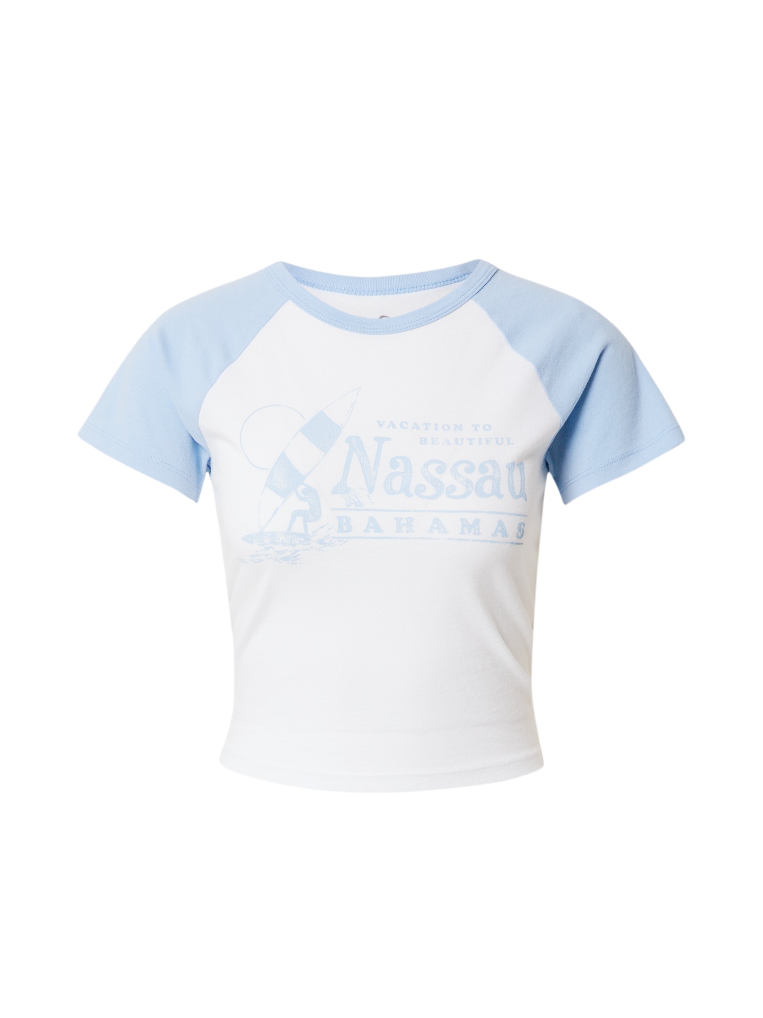 HOLLISTER Majica  svetlo modra / bela